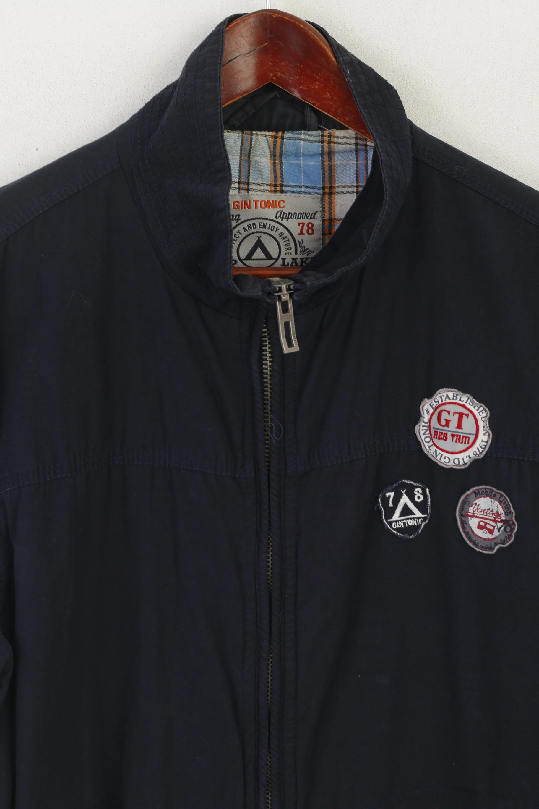 Gin Tonic Men M Jacket Navy Campground Cotton Camping Full Zip Harrington Top - Image 2