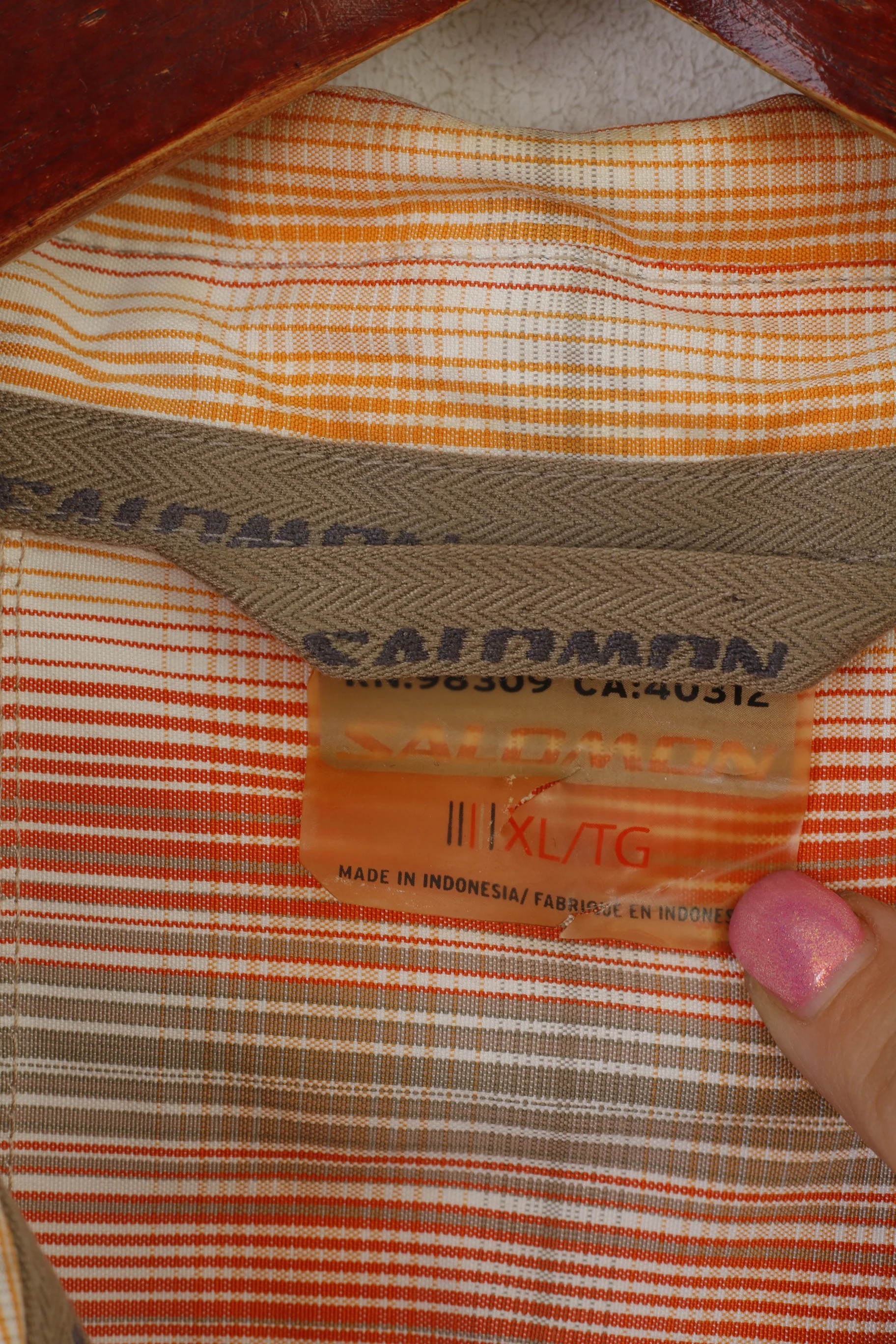 Salomon Men XL Casual Shirt Orange Outdoor Short Sleeve Pocket Mountain Top - Image 3
