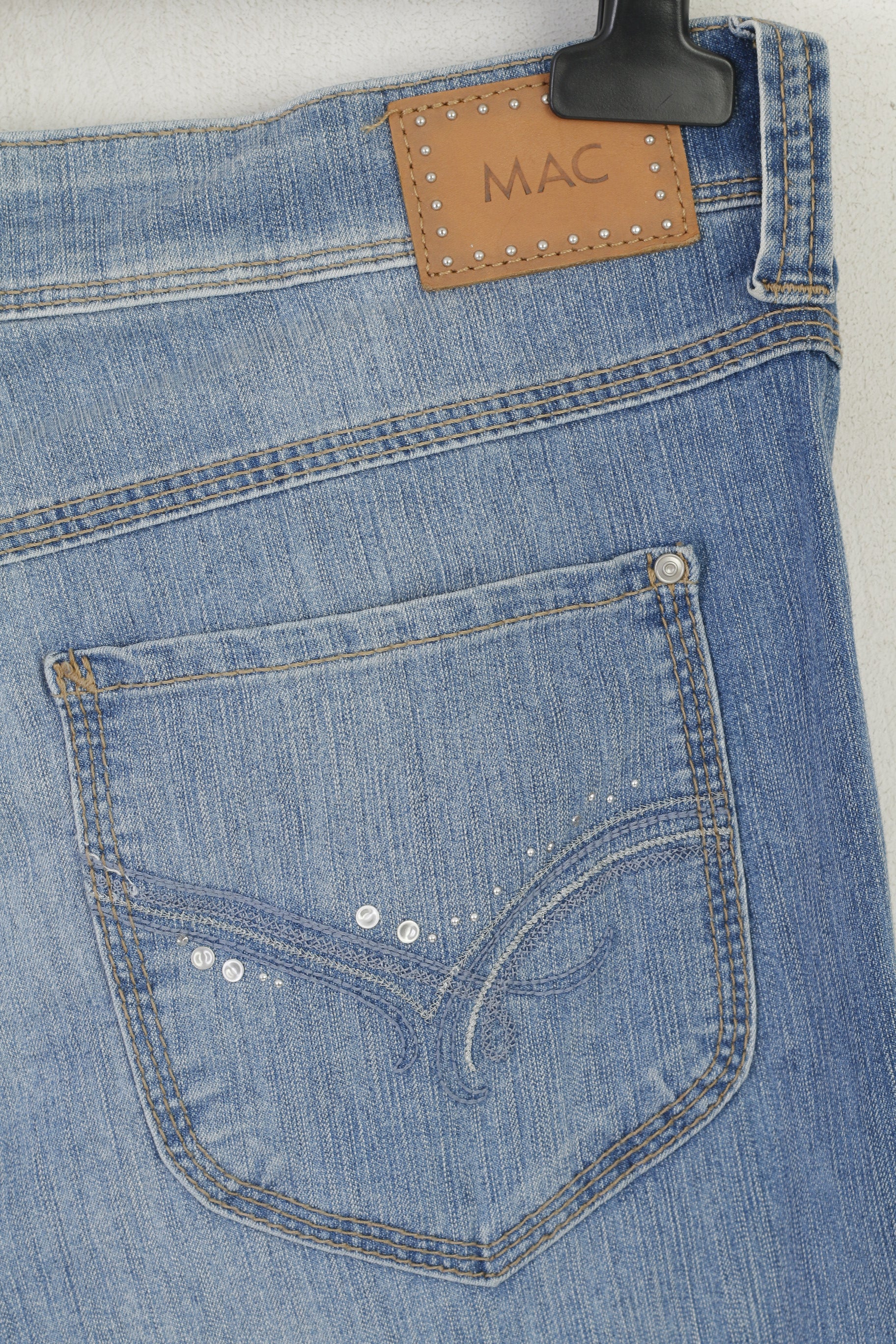 MAC Jeans Women 32 Jeans Trousers Blue Cotton Straight Leg High Waist - Image 4