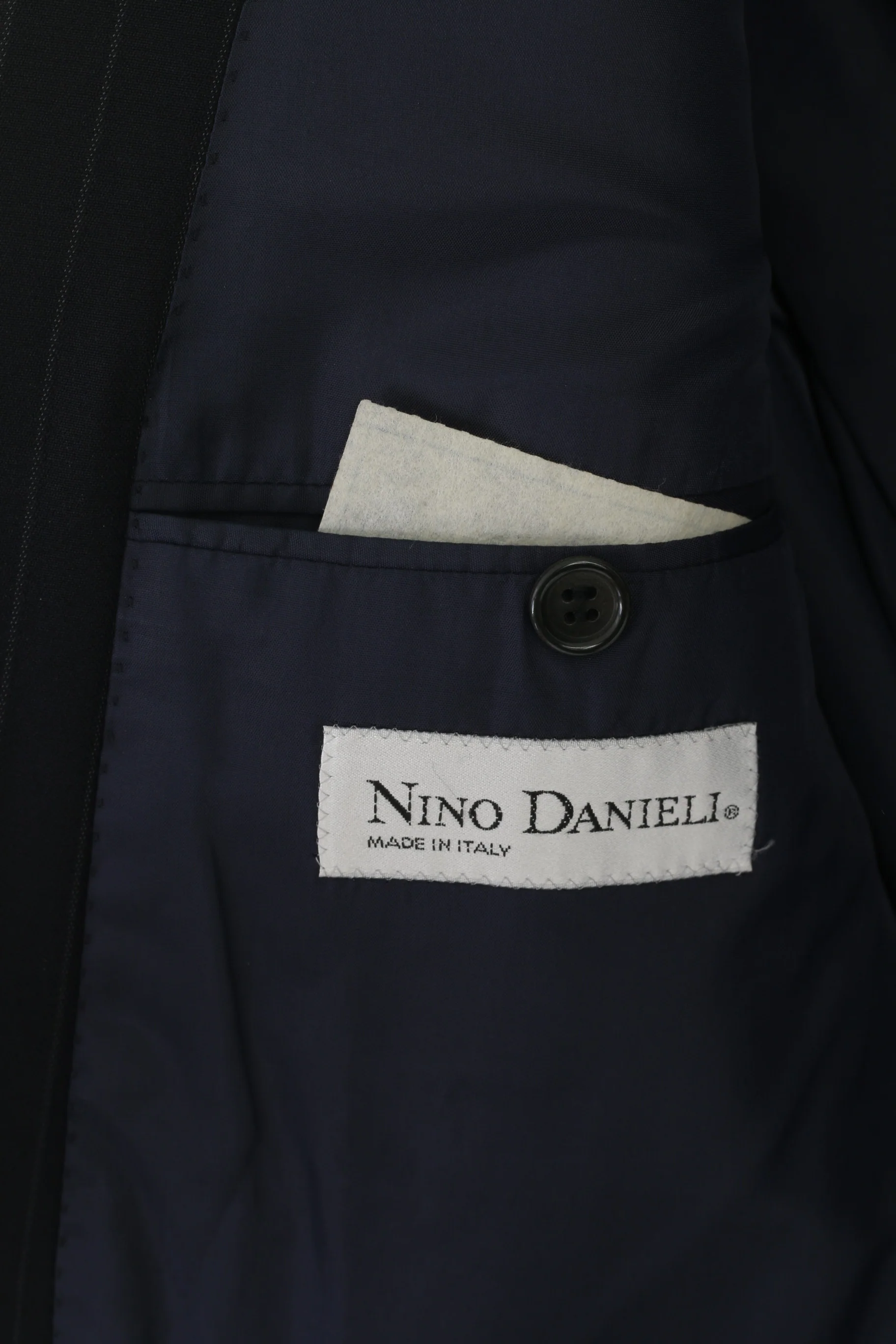 Nino Danieli Men 50 40 Blazer Navy Striped Wool Made in Italy Single Breasted Jacket - Image 4