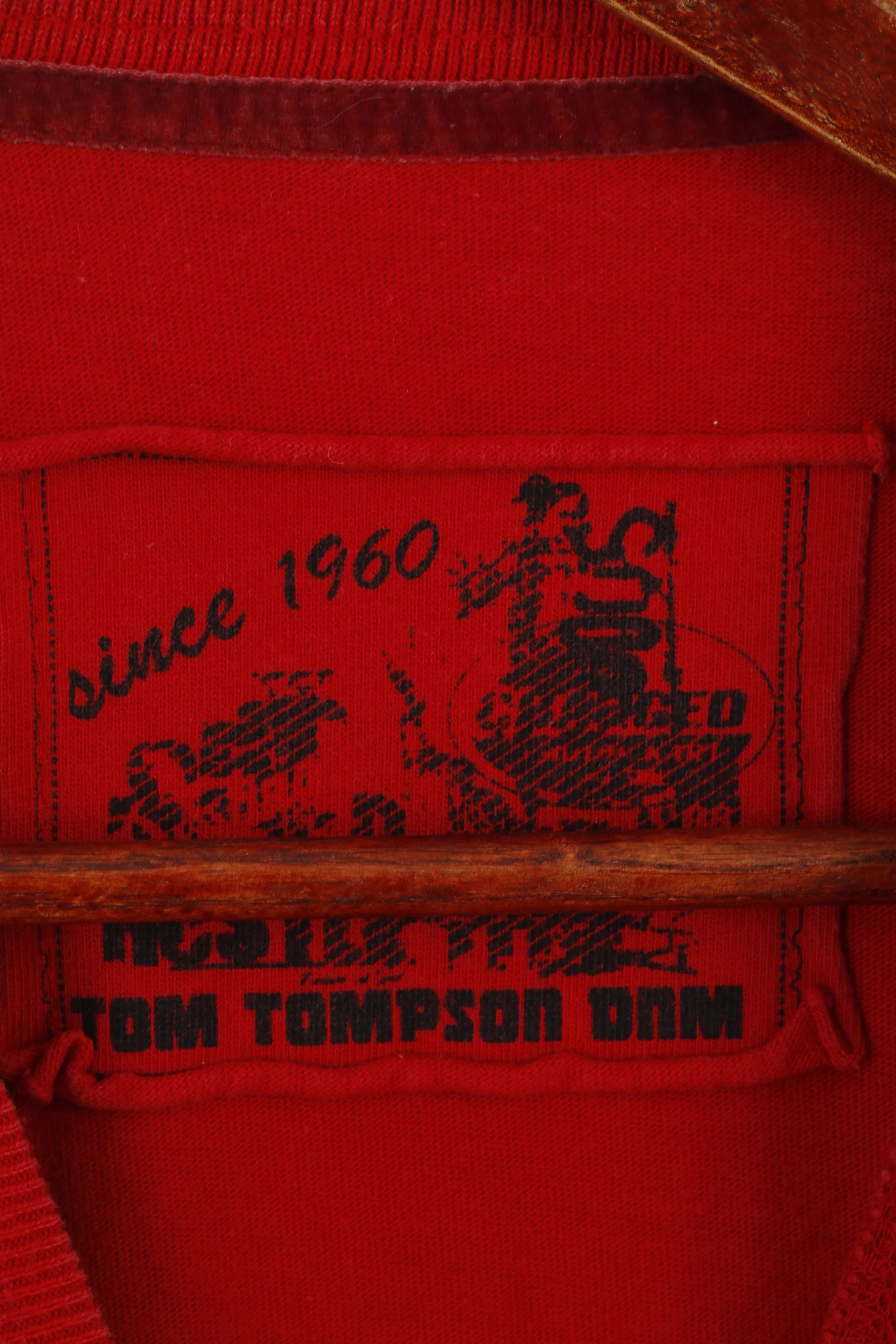 Tom Tompson Men XXL Shirt Red Cotton Racing Motocross Off Road Stretch Top - Image 3
