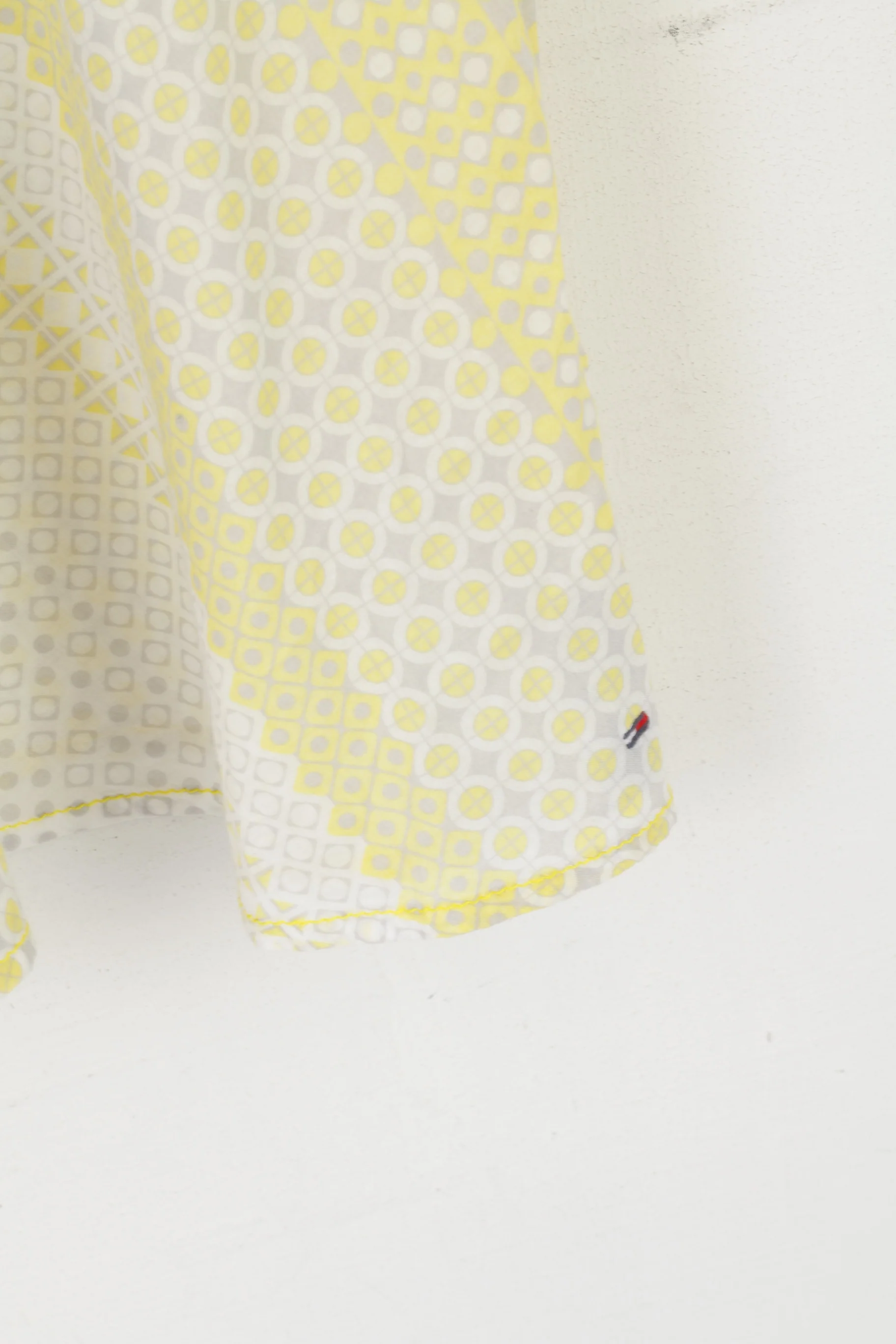 Hilfiger Denim Women S Tunic Yellow Cotton Summer Dots Beach V Neck Boho Shirt - Image 3