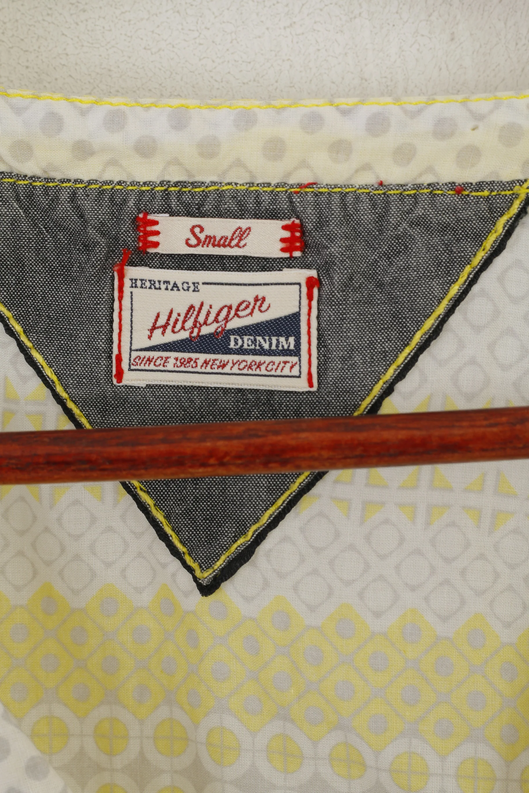Hilfiger Denim Women S Tunic Yellow Cotton Summer Dots Beach V Neck Boho Shirt - Image 4