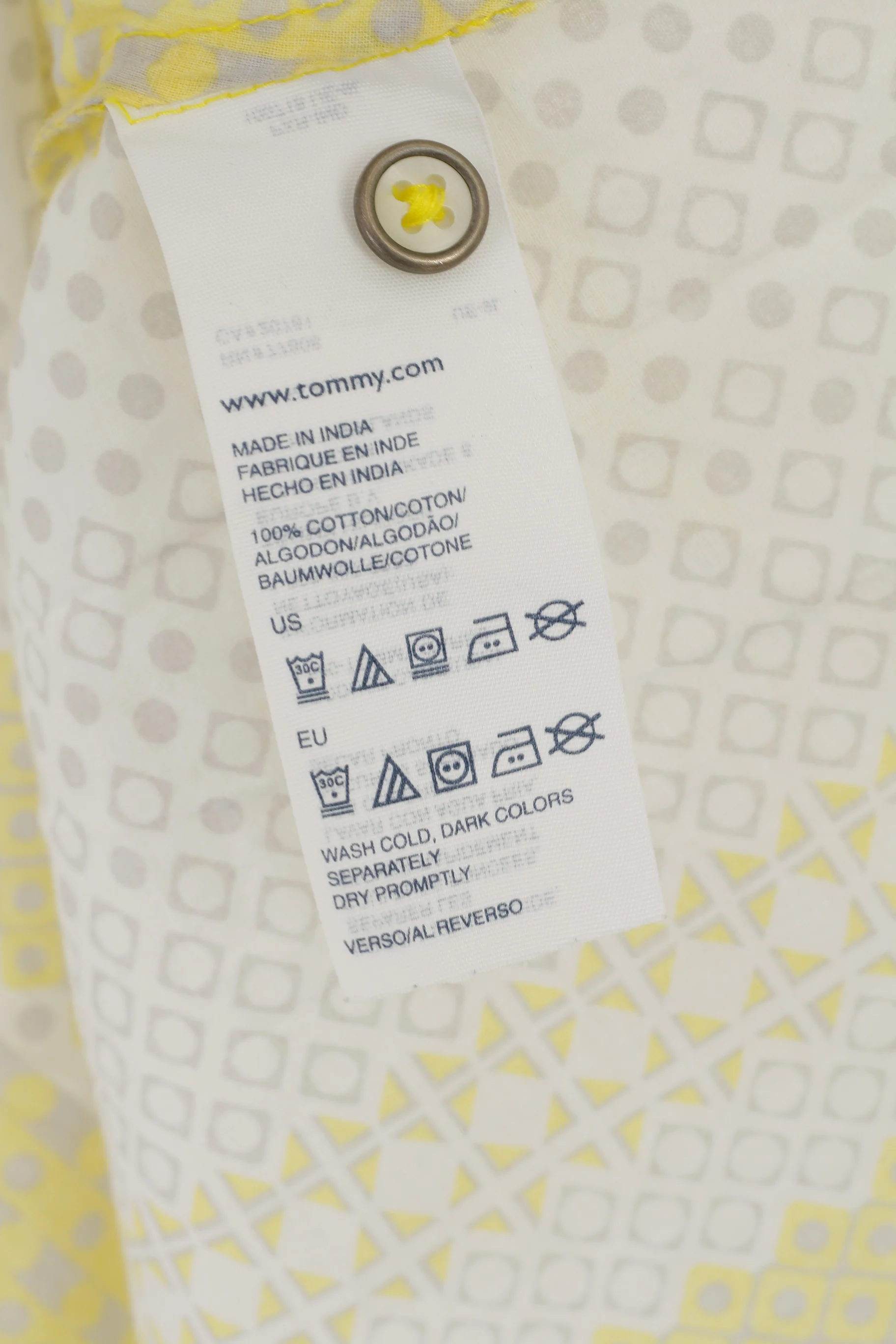 Hilfiger Denim Women S Tunic Yellow Cotton Summer Dots Beach V Neck Boho Shirt - Image 5