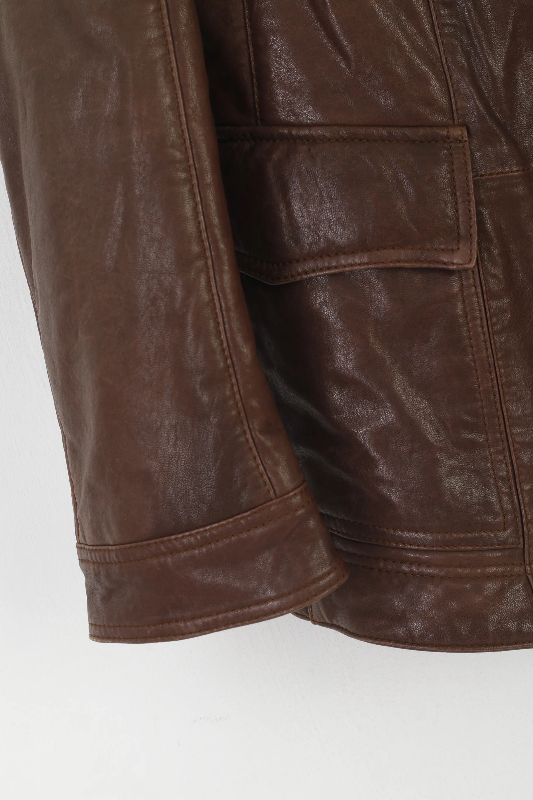 Madeleine Women 10 36 S Jacket Brown Leather Full Zipper Classic Lined Biker Top - Image 3