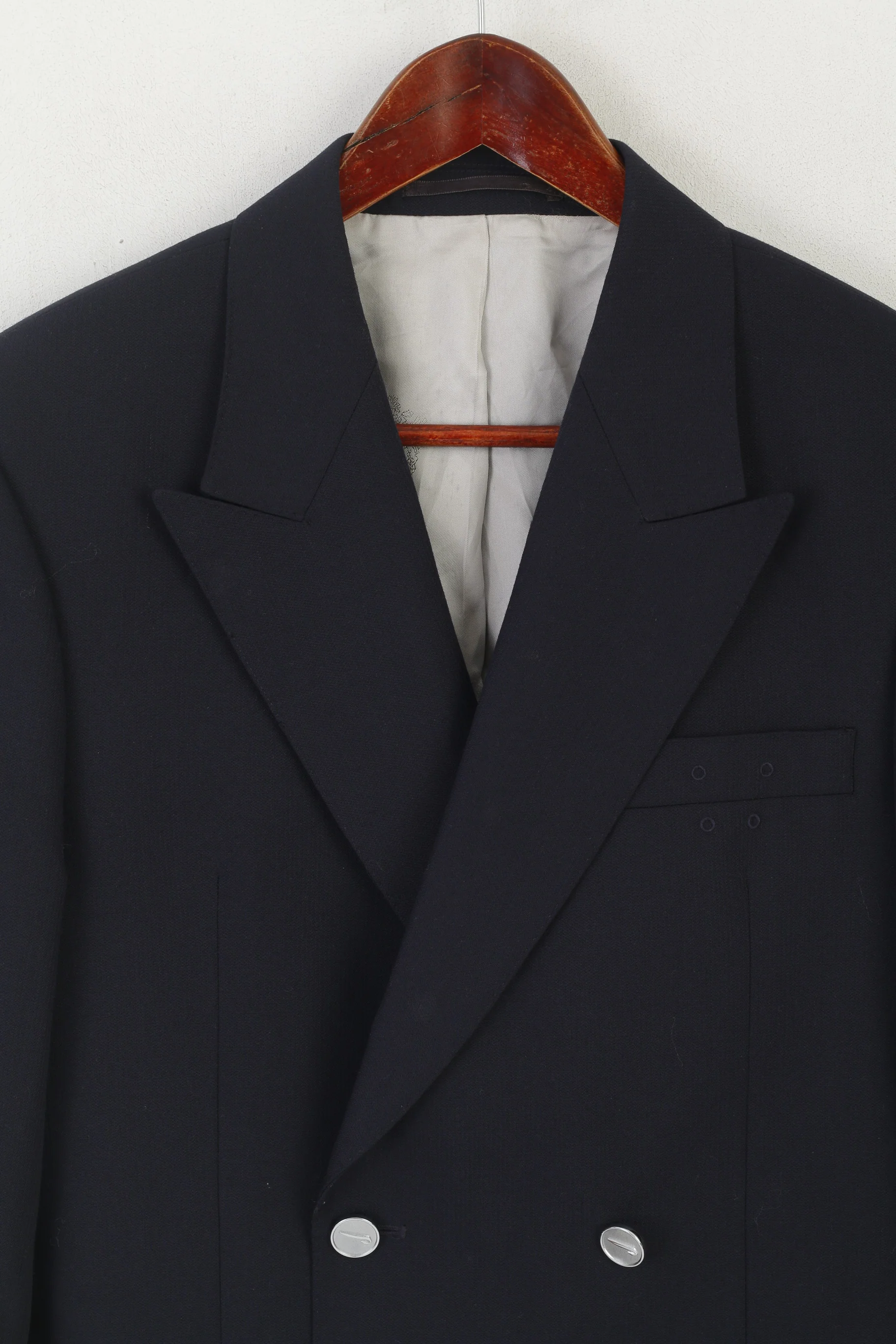 Julien Macdonald Men 34 Short Blazer Navy Wool Marine Double Breasted Jacket - Image 2