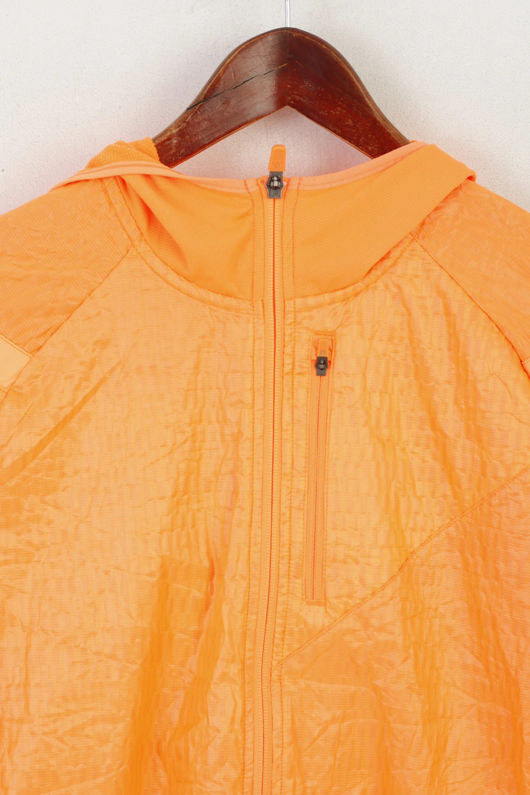 Adidas Running Women L Jacket Neon Orange Lightweight Zip Up Activewear Top - Image 2