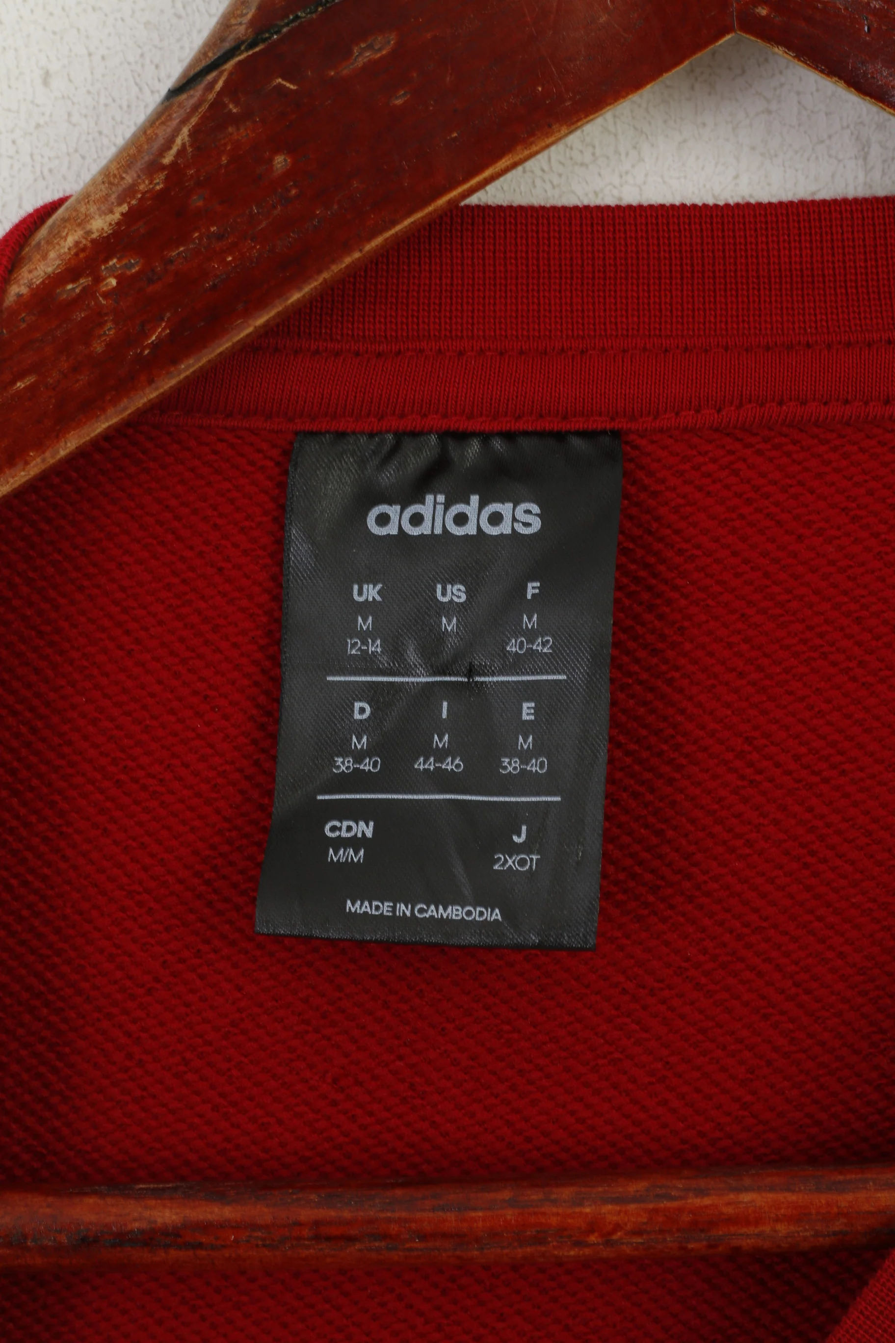 Adidas Women M 12-14 Sweatshirt Red Soft Cotton Big Logo Sportswear Top - Image 3
