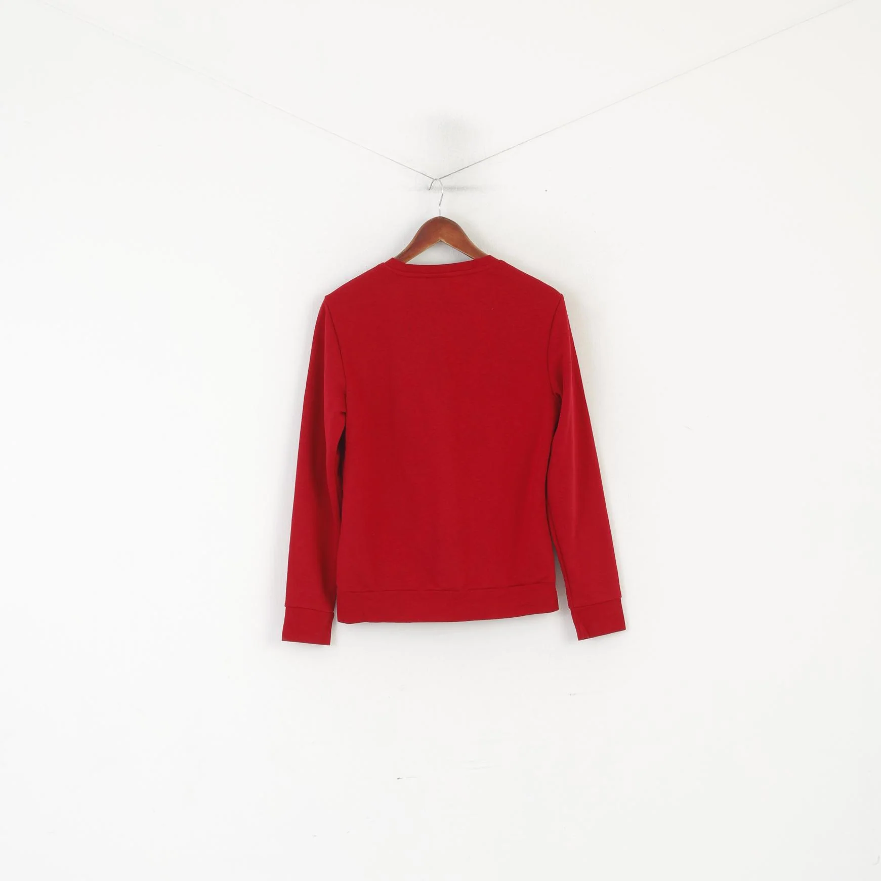 Adidas Women M 12-14 Sweatshirt Red Soft Cotton Big Logo Sportswear Top - Image 5