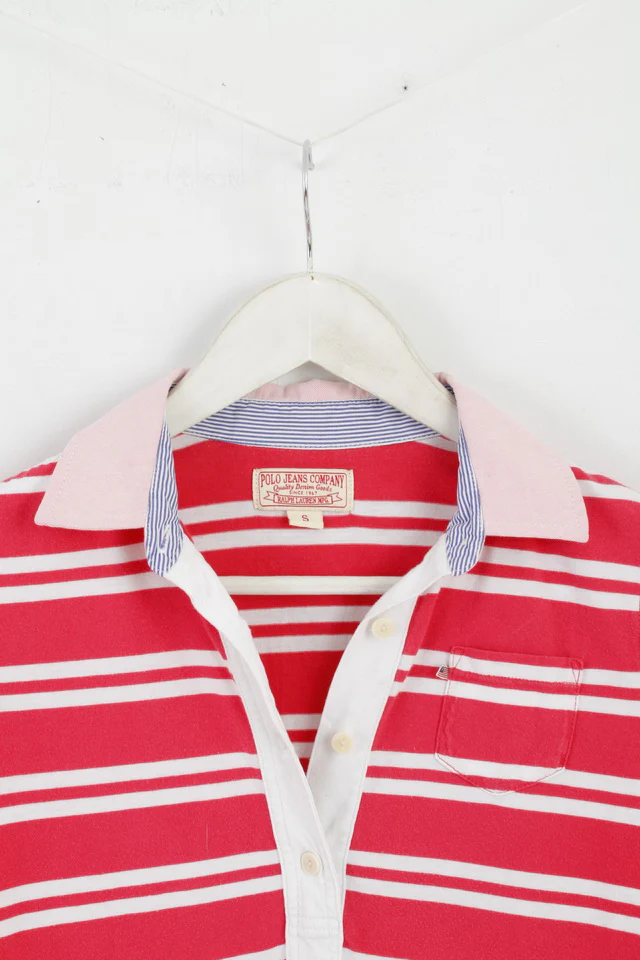 Polo Jeans Company Womens S Polo Shirt Red Striped Cotton Top - Image 2