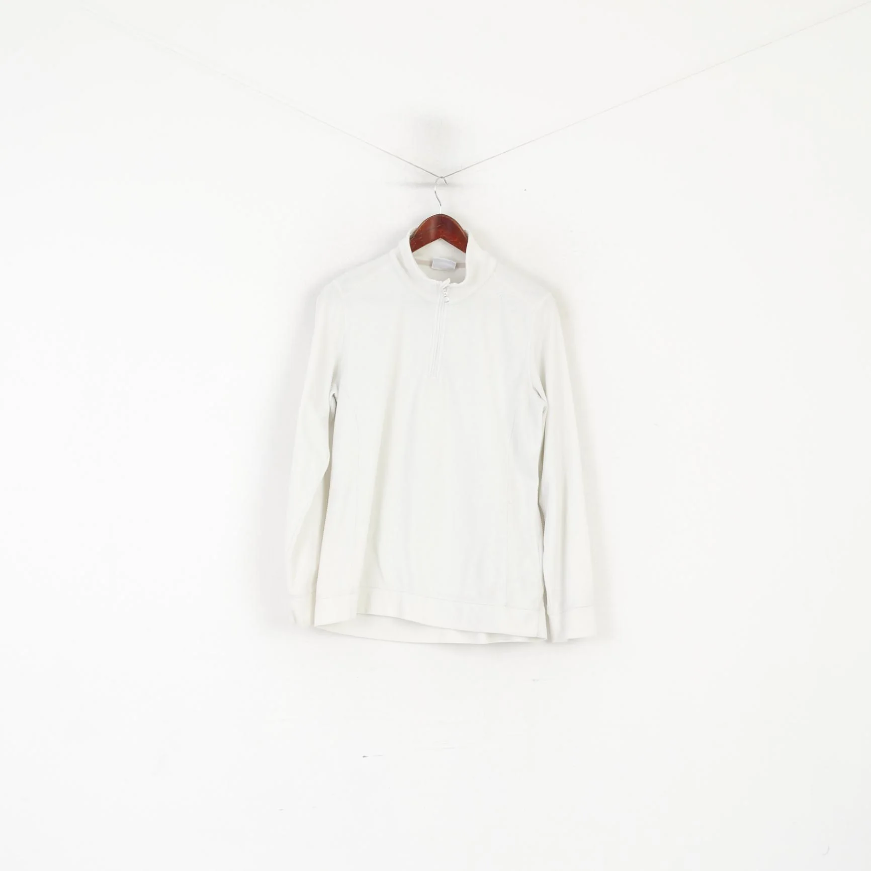 Champion Women XL Fleece Top Cream Vintage Outdoor Zip Neck Sweatshirt