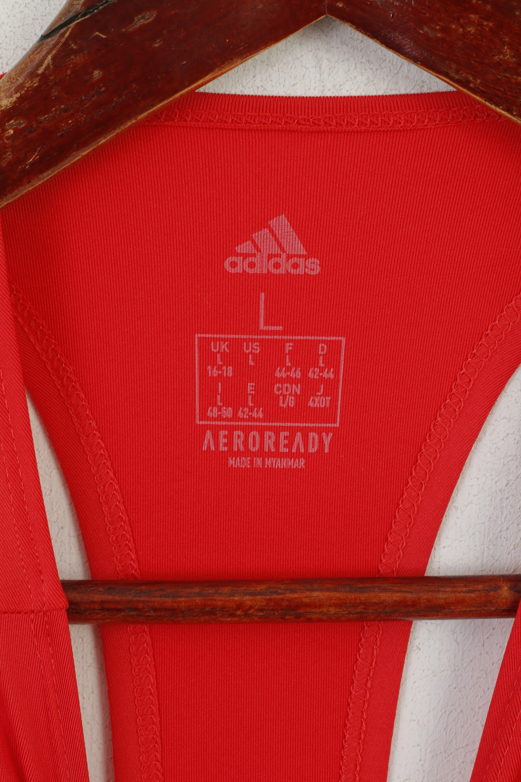 New Adidas Aeroready Women L 16-18 Shirt Red Tech Bos Motion Sport Tank Top - Image 2