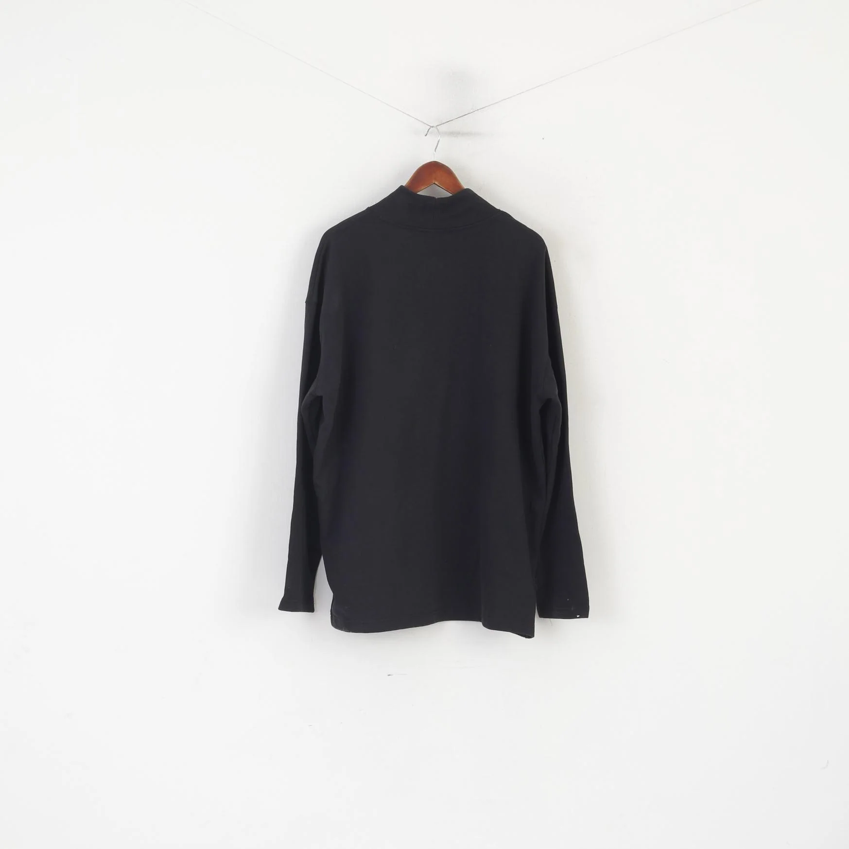 Nike Men L Swetashirt Black Cotton Logo Turtle Neck Oversize Sportswear Top - Image 7