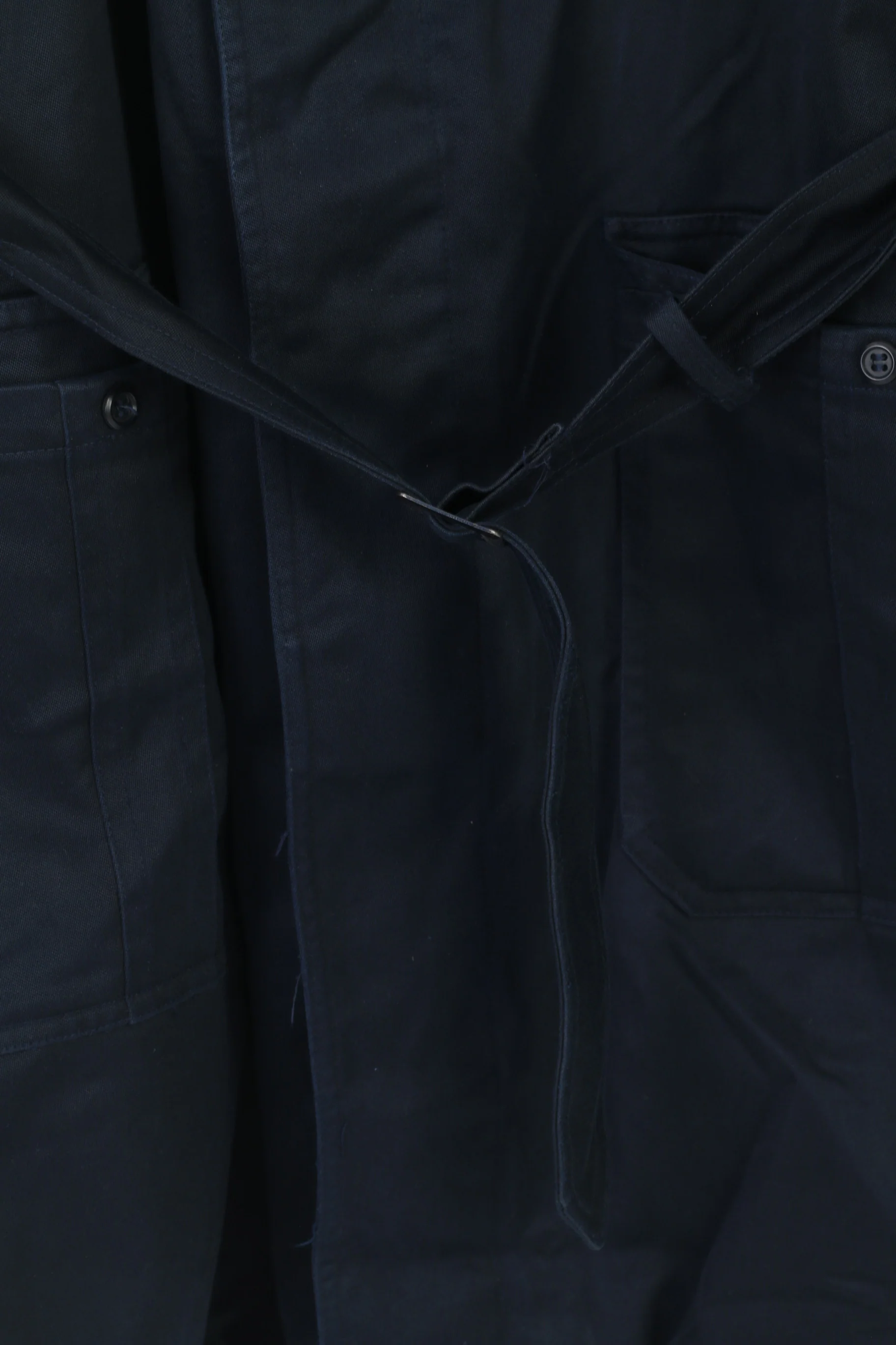 Vintage Men L 184 Coat Navy Cotton Military Croatian Belted Maribor 1979 Trench - Image 4