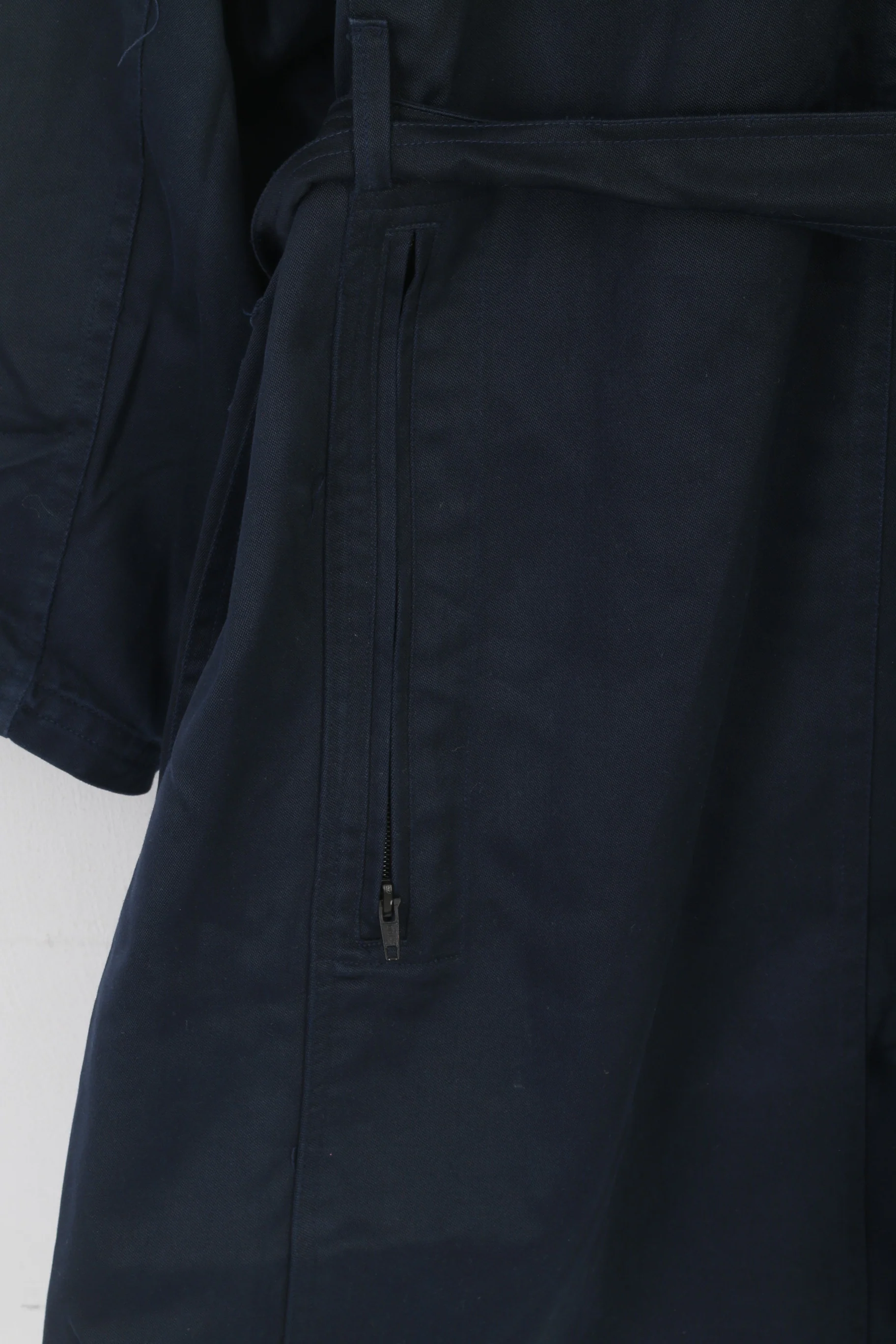 Vintage Men L 184 Coat Navy Cotton Military Croatian Belted Maribor 1979 Trench - Image 8