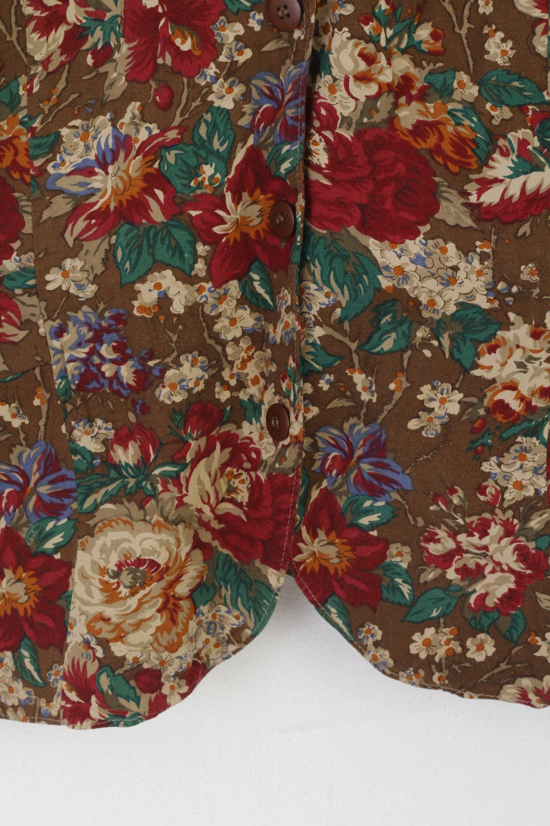The Clothing Barn Women L Waistcoat Beige Floral Shiny Viscose Vintage Vest - Image 3