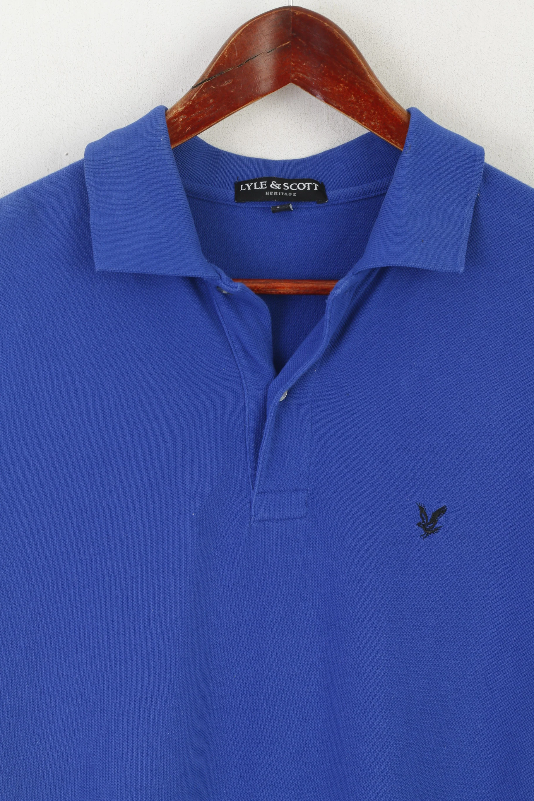 Lyle & Scott Heritage Men S Polo Shirt Blue Cotton Detailed Buttons Plain Top - Image 2