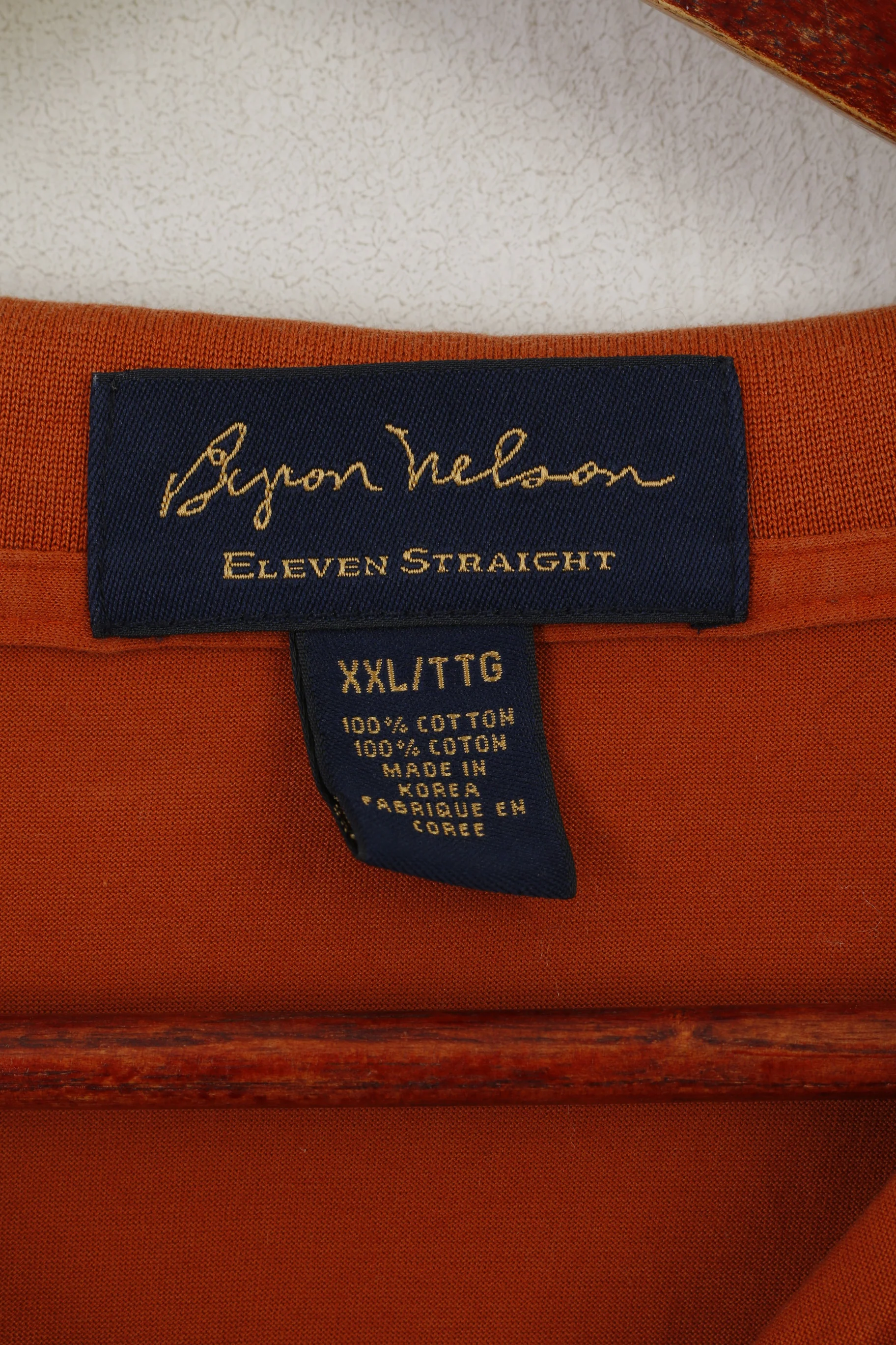 Byron Nelson Eleven Straight Mes XXL Polo Shirt Texas Orange Cotton Golf Top - Image 3