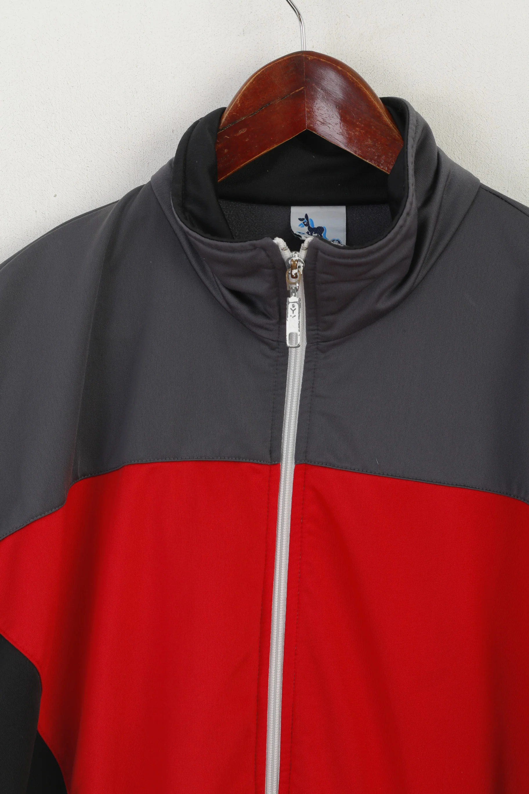 C&A Rodeo Men 38/40 M Sweatshirt Gray Shiny Zip Up Vintage Retro Track Top - Image 2