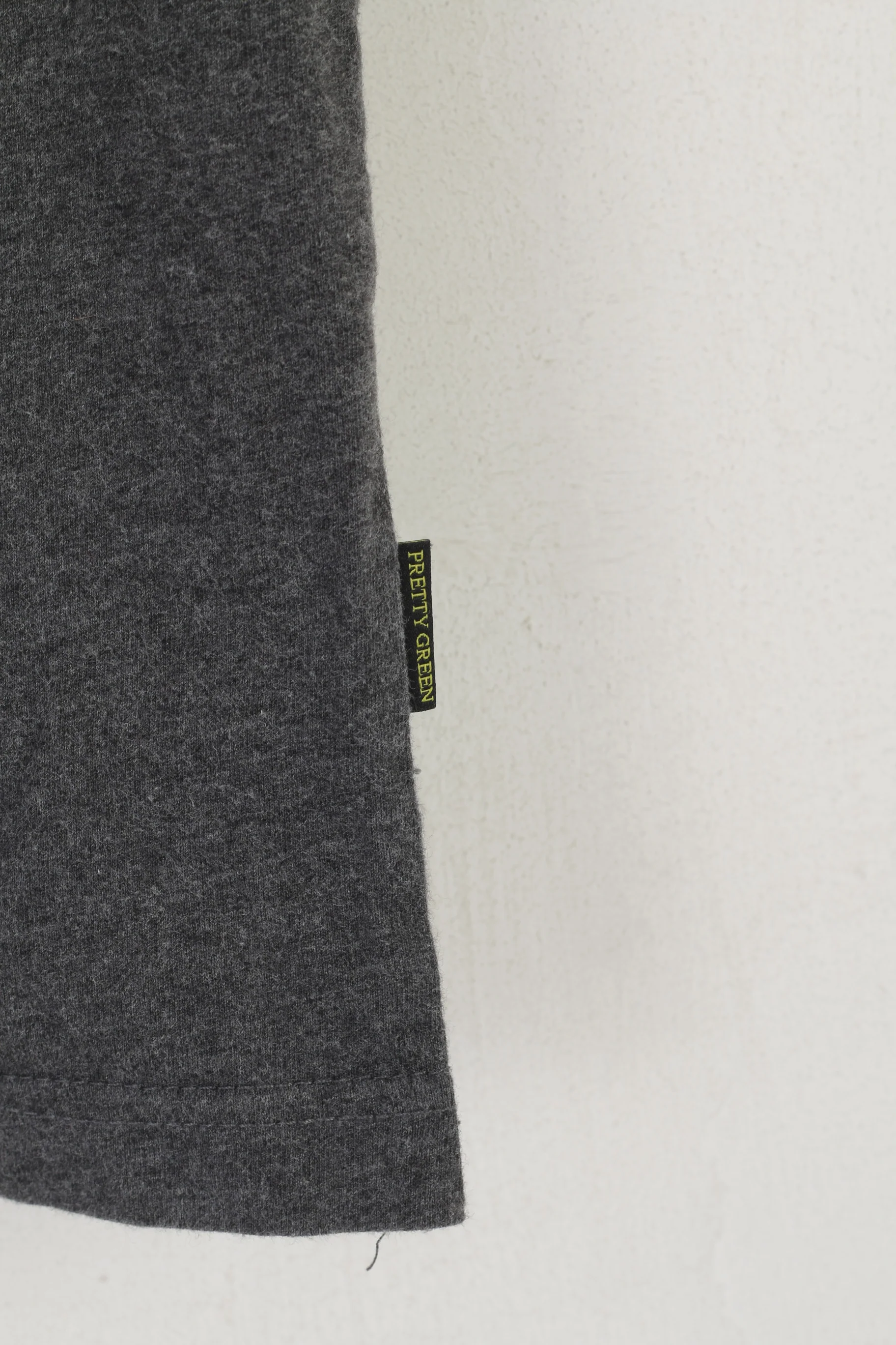 Pretty Green Men 1 XS Shirt Grey Cotton Crew Neck Slim Fit Classic Pocket Top - Image 3