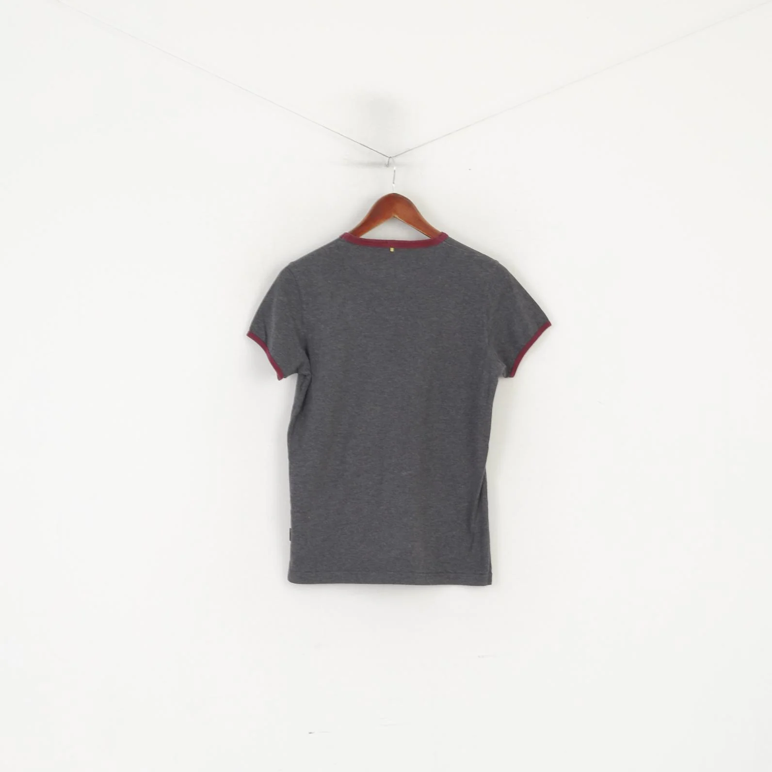 Pretty Green Men 1 XS Shirt Grey Cotton Crew Neck Slim Fit Classic Pocket Top - Image 6