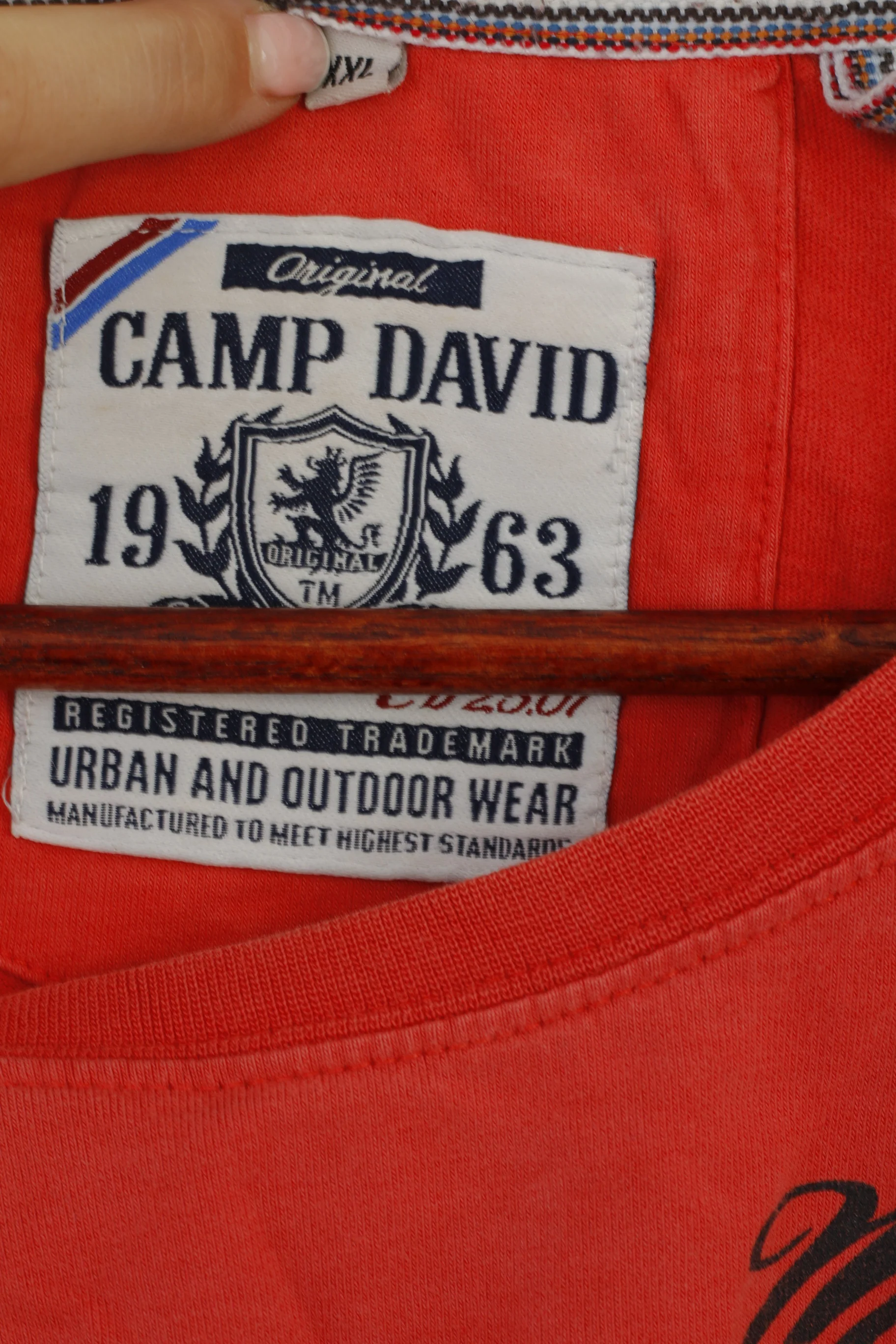 Camp David Men XXL T-Shirt Peach Cotton Embroidered Motorcycle Heritage Top - Image 4