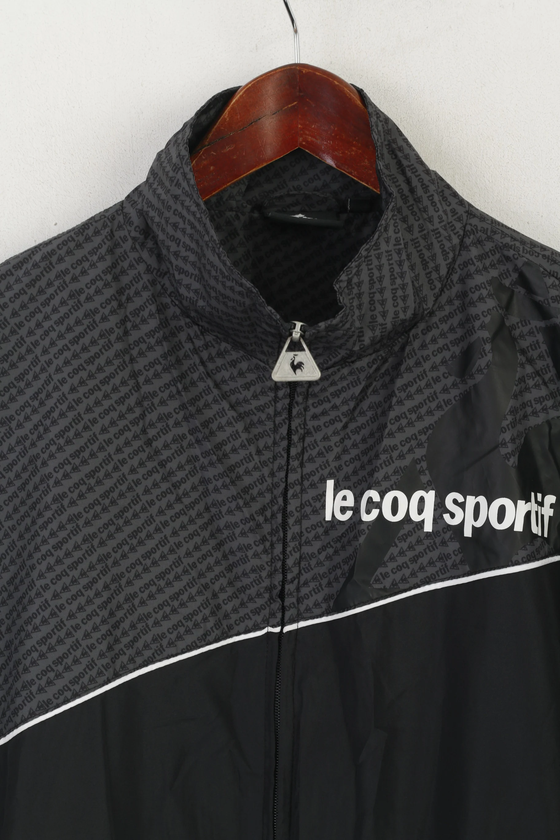 Le Coq Sportif Men S Jacket Black Vintage Sportswear Full Zip Lightweight Top - Image 2