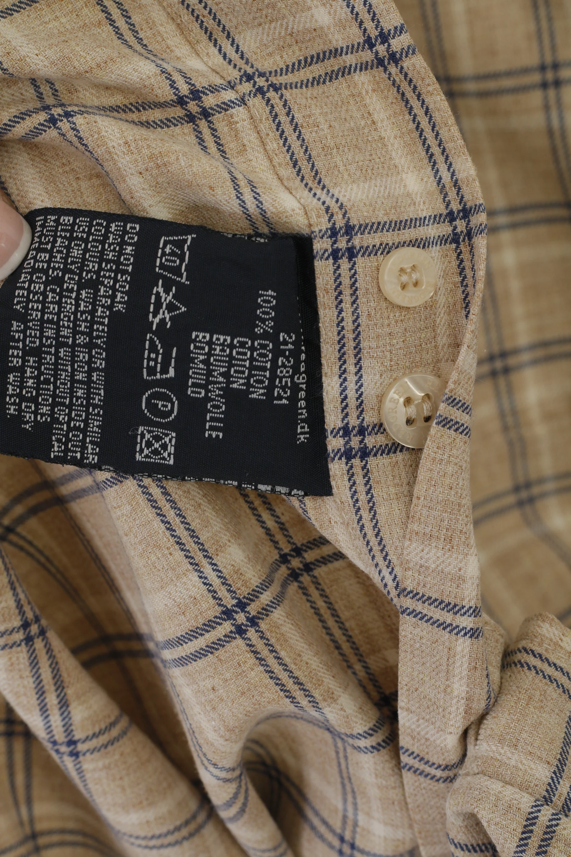 Red Green Men L Casual Shirt Beige Check Cotton Detailed Buttons Long Sleeve Top - Image 5