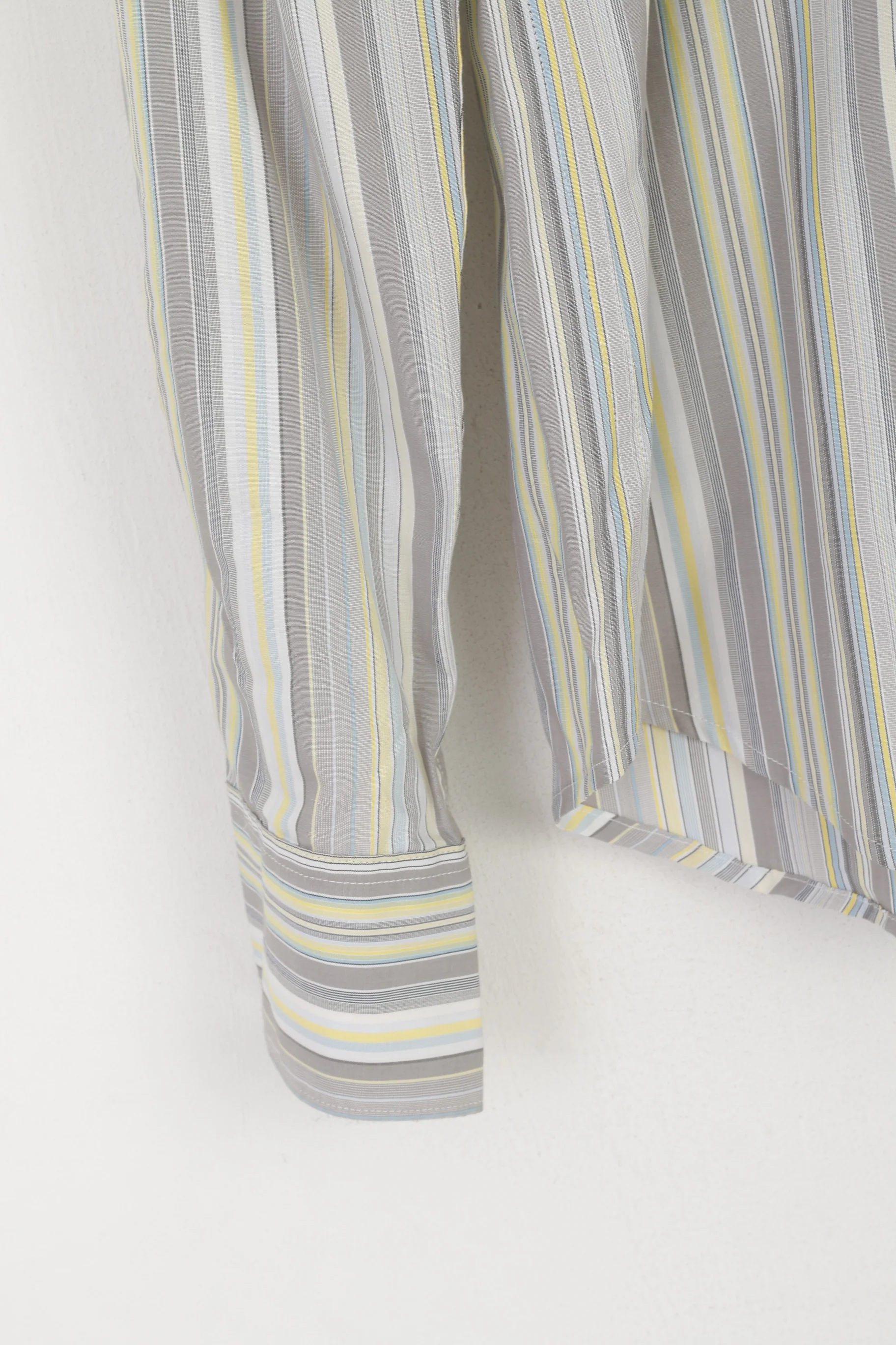 New Ben Sherman Men S Casual Shirt Grey Striped Cotton Long Sleeve Slim Fit To - Image 3
