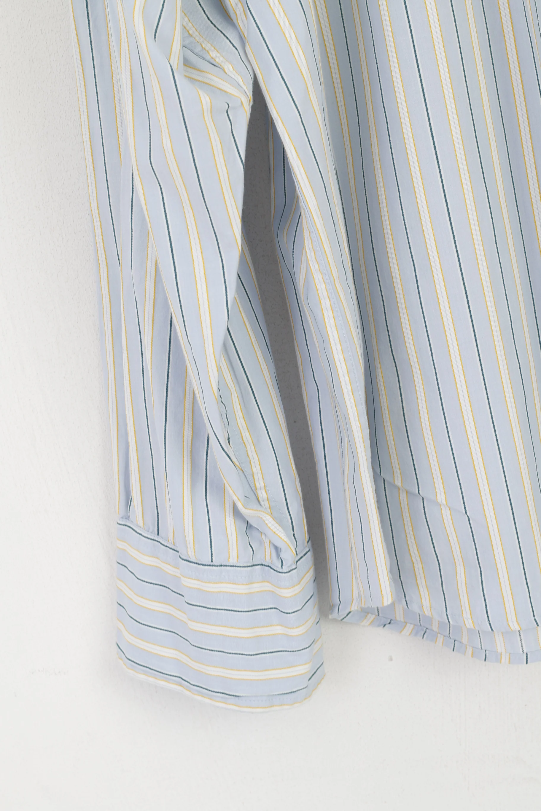 Joe Browns Men XL Casual Shirt Blue Cotton Striped Stand-up Collar Long Sleeve Top - Image 3