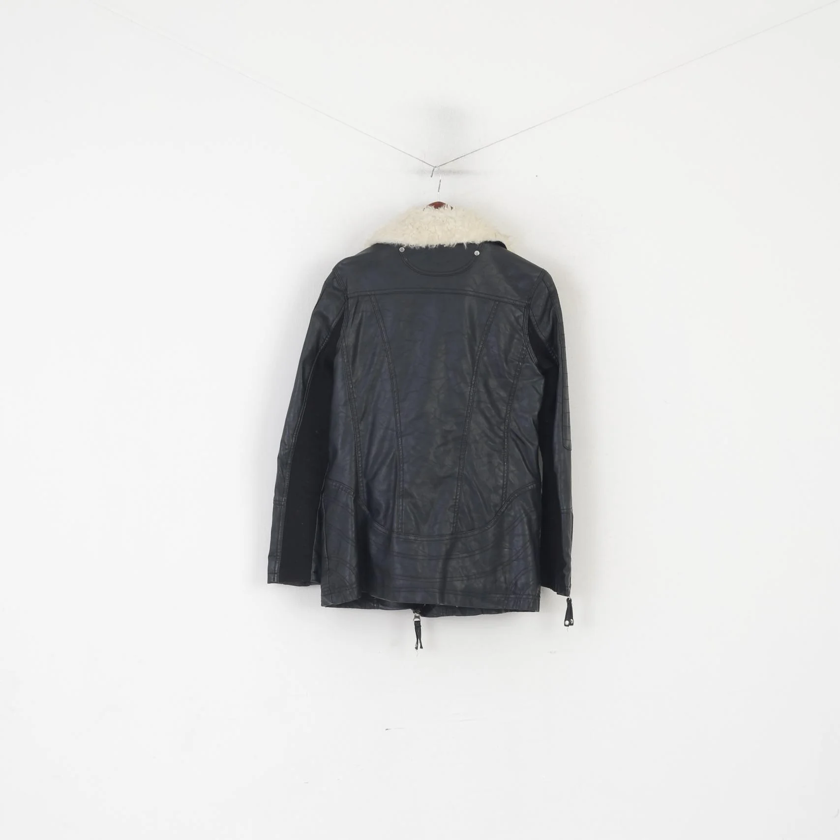 River Island Women 8 34 XS Jacket Black Biker Padded Ramones Full Zipper Top - Image 7