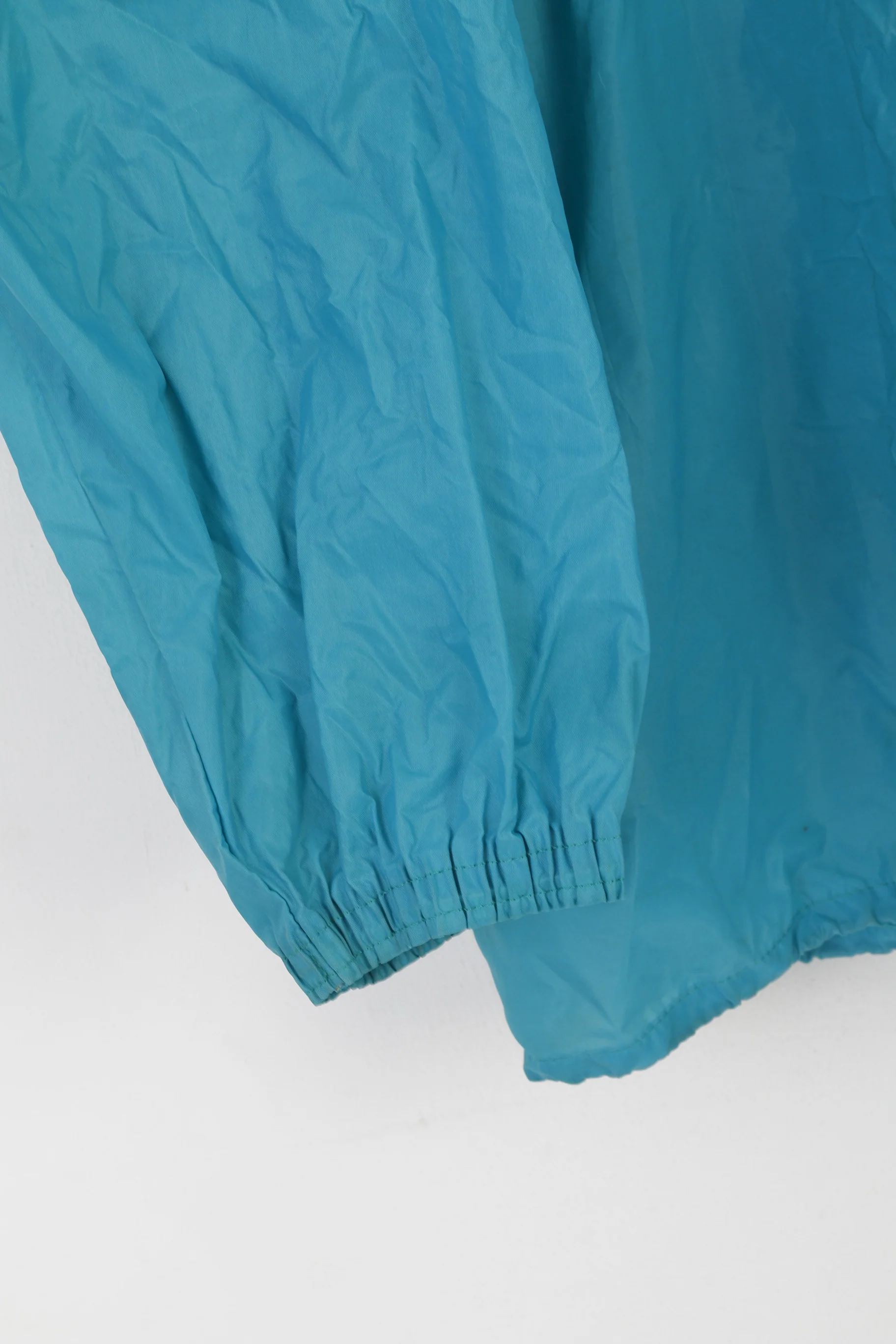 Adidas Men 183 L Jacket Sea Green Vintage Nylon Waterproof Zip Up Hooded Top - Image 3