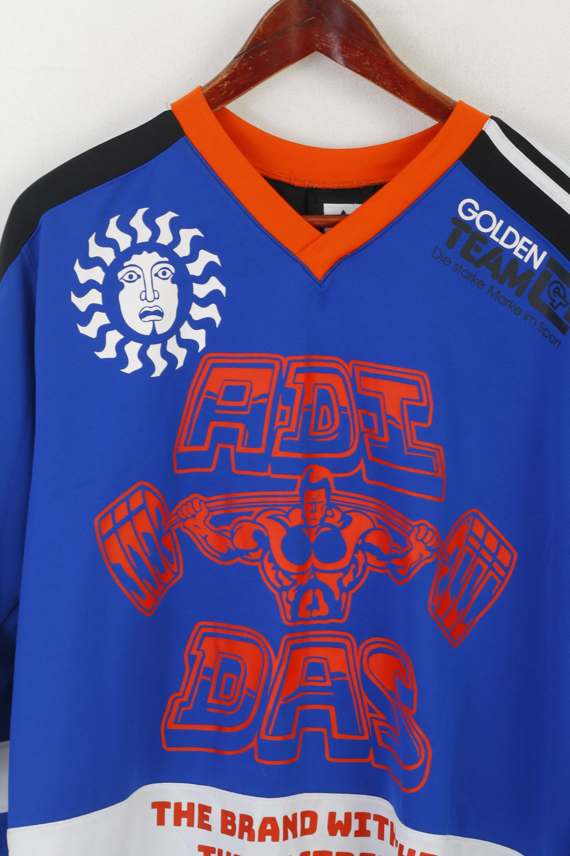 Adidas Men M Long Sleeved Shirt Blue Sample Weightlifting Skateboarding Jersey Top - Image 2