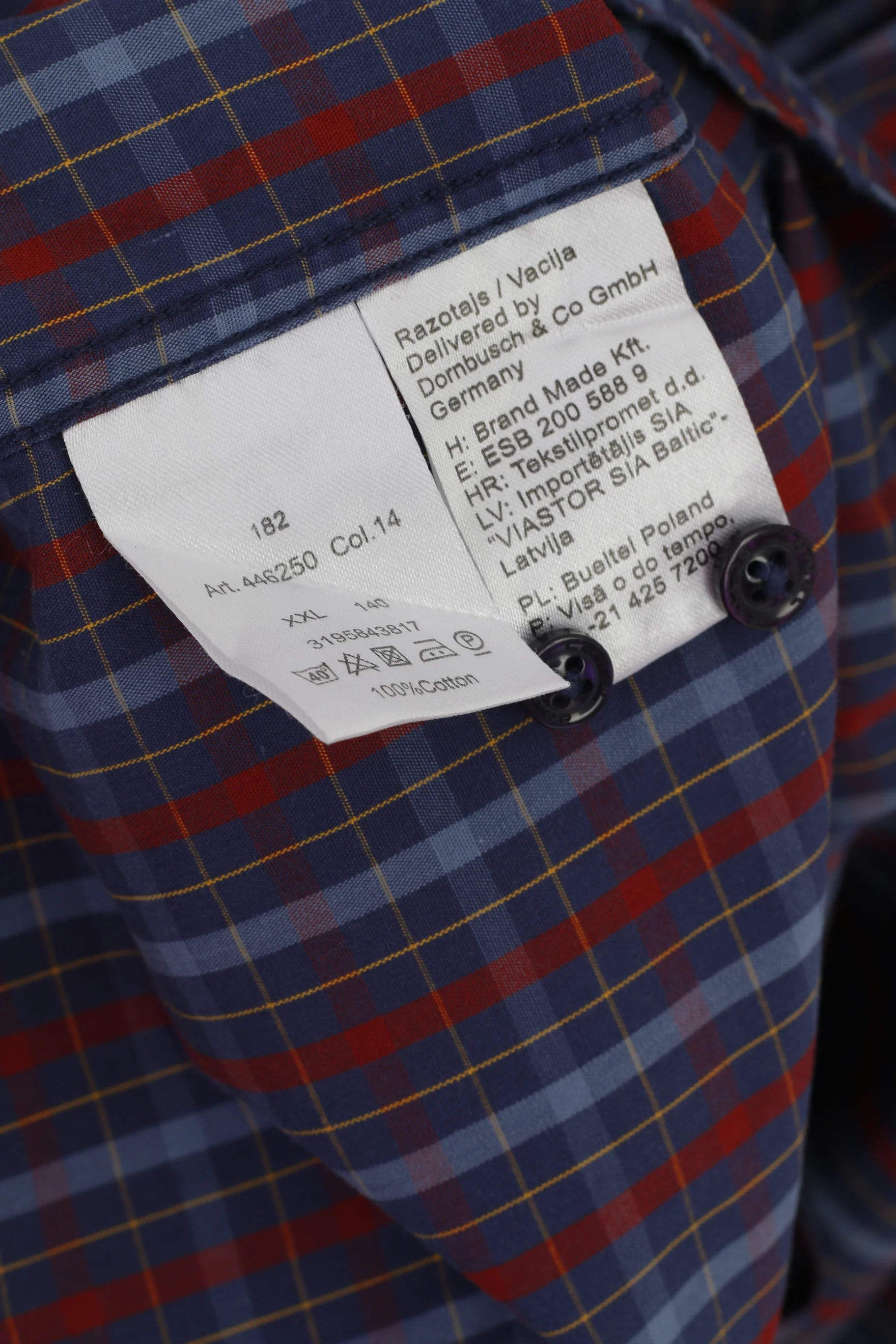 Camel Active Men XXL Casual Shirt Blue Cotton Check Regular Fit Long Sleeve Top - Image 6