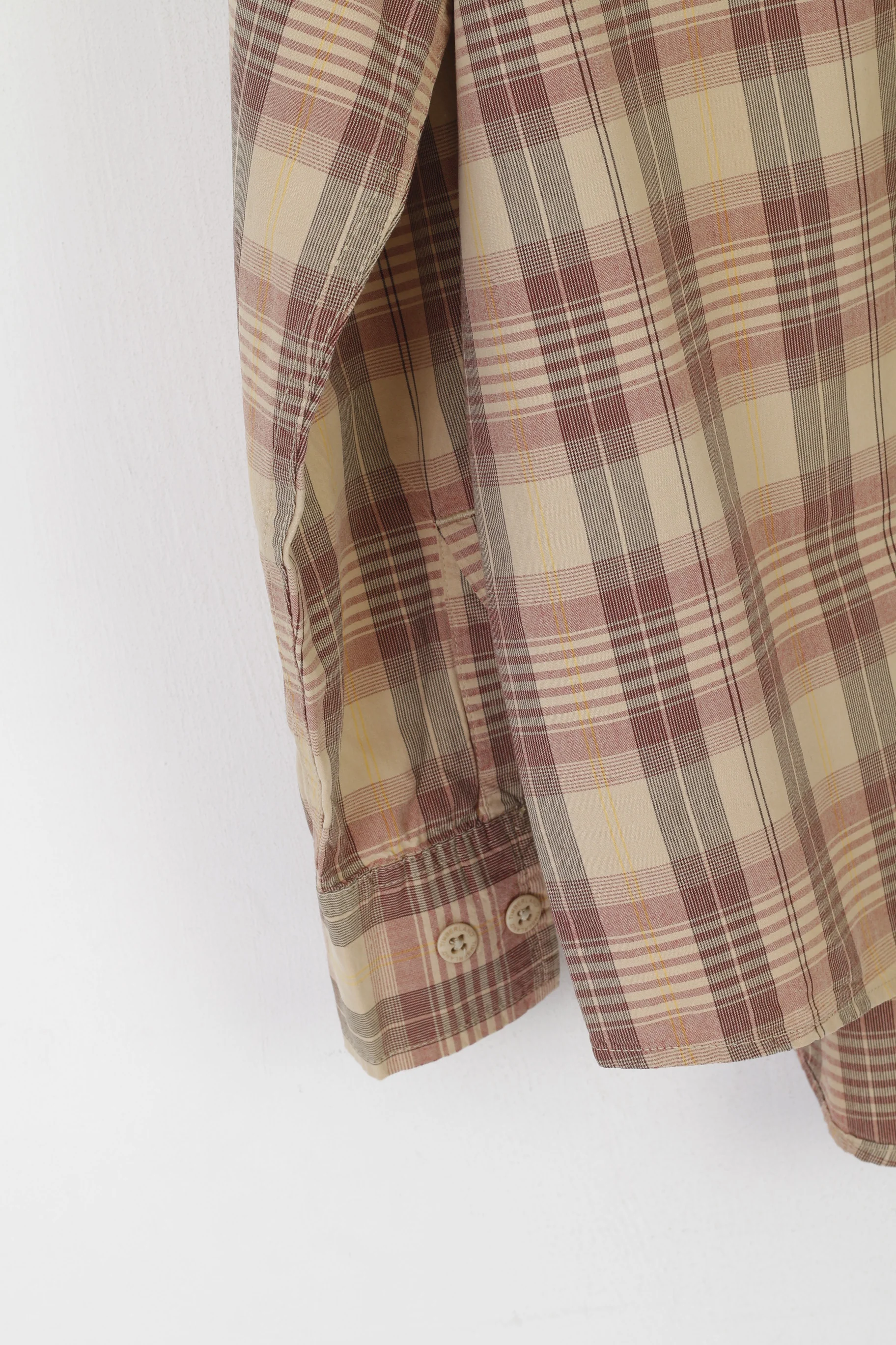 Timberland Men L Casual Shirt Brown Check Cotton Long Sleeve Vintage Outdoor Top - Image 3