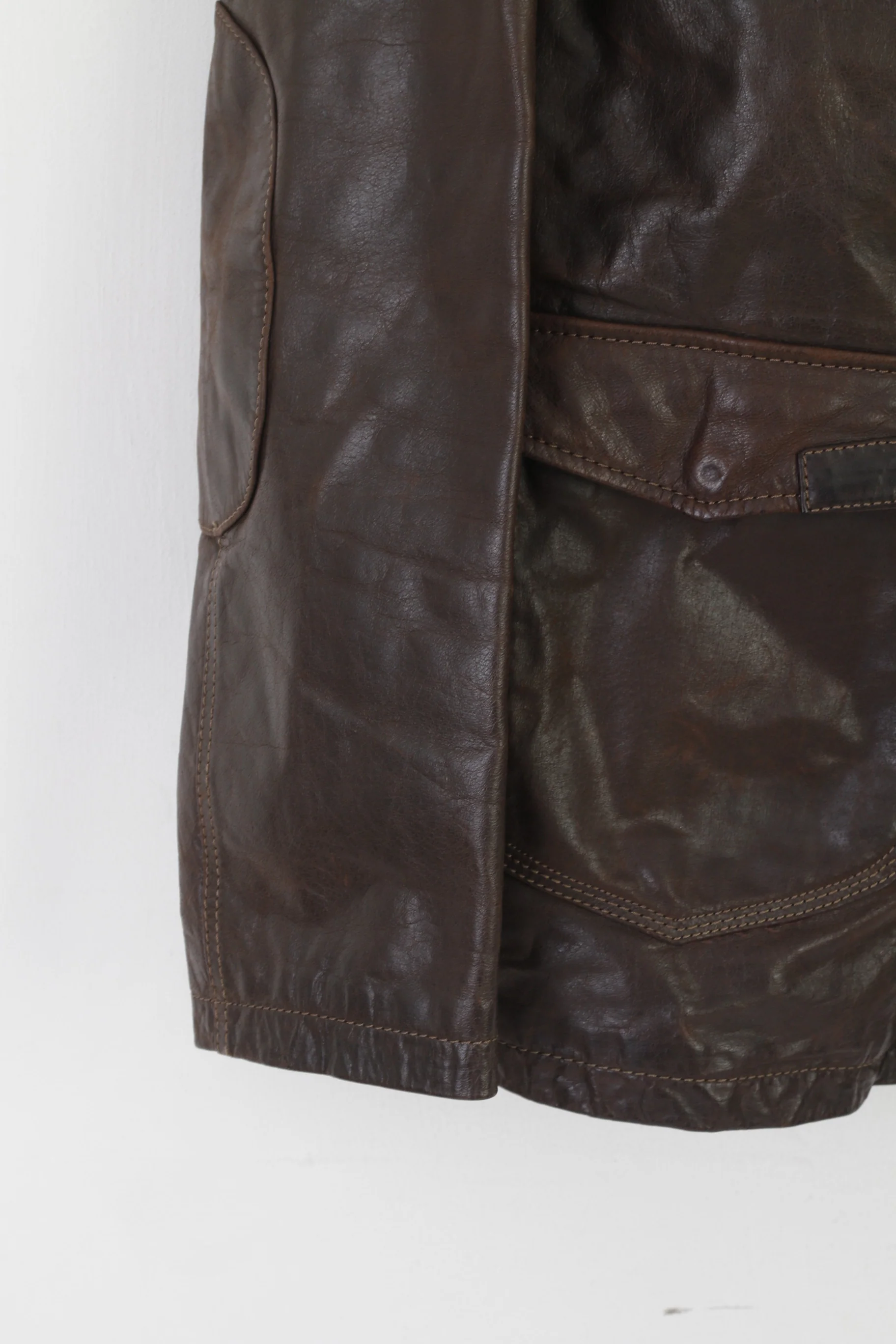 Chevirex Men 54 L Jacket Brown Leather Vintage Full Zipper Biker Jonny Bmont Top - Image 3