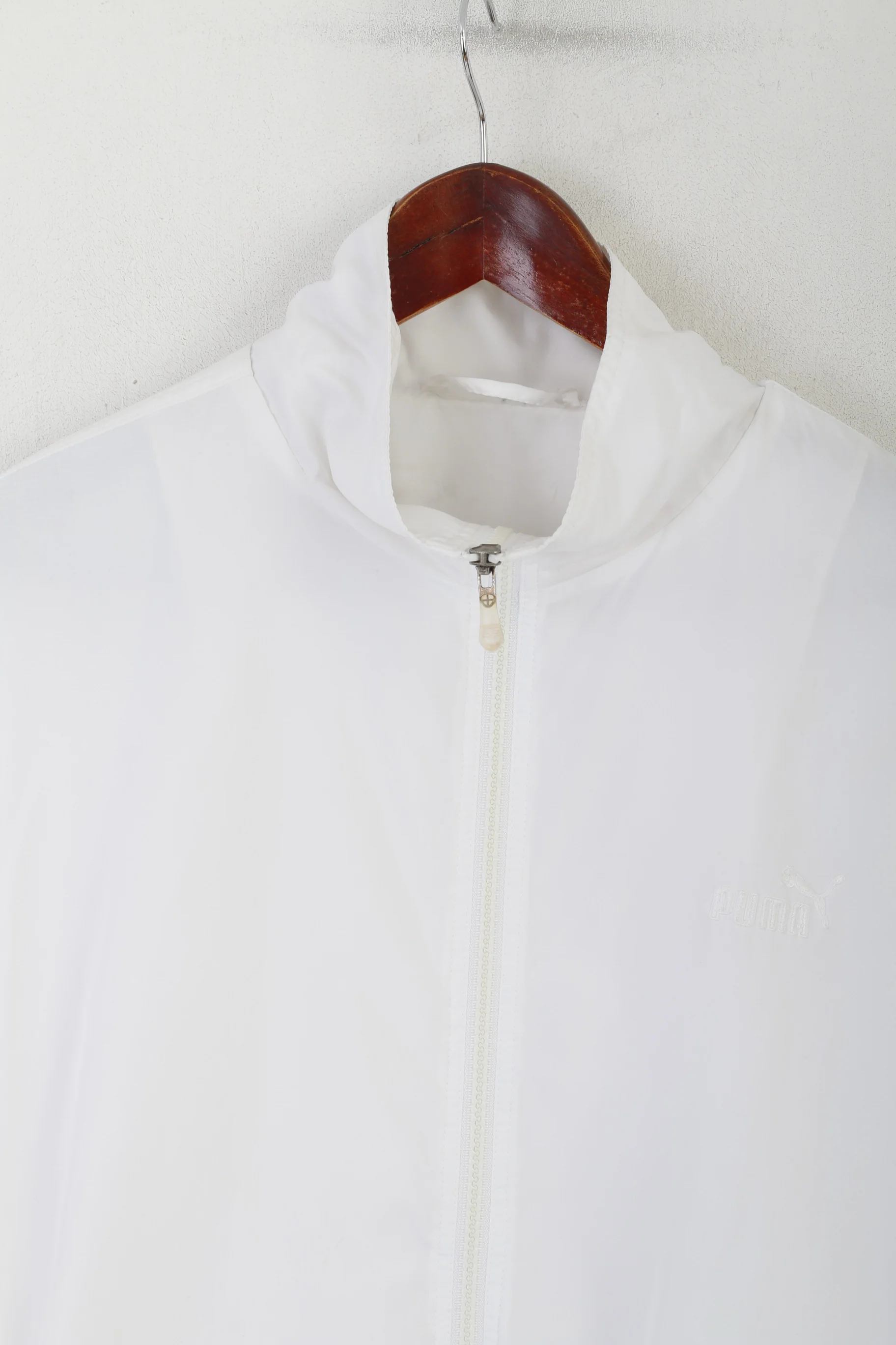 Puma Men L Jacket White Vintage Full Zipper Sportswear Training Lightweight Top - Image 2