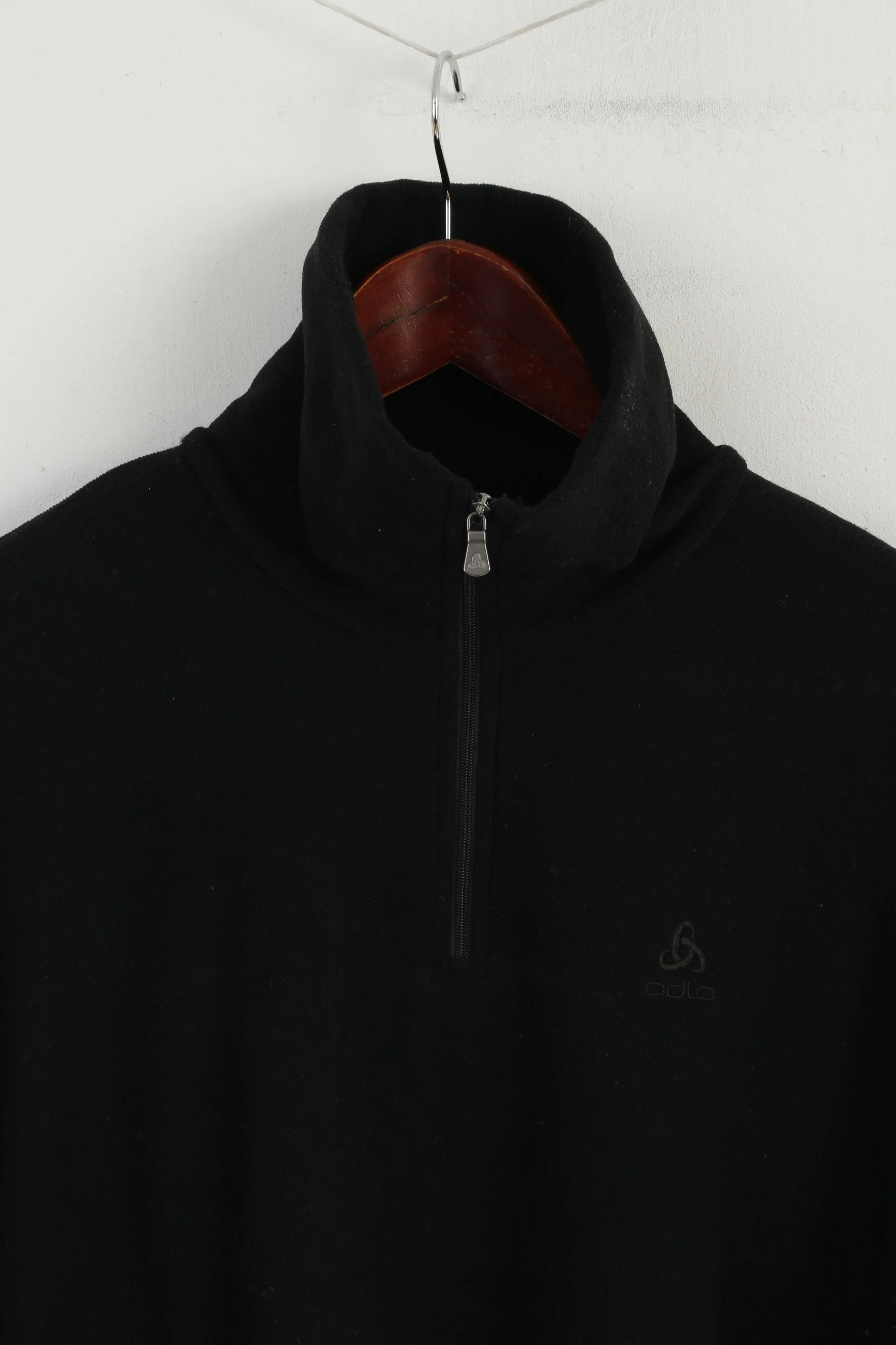 ODLO Men XL Fleece Top Black Stretch Zip Neck Long Sleeve Activewear Top - Image 2