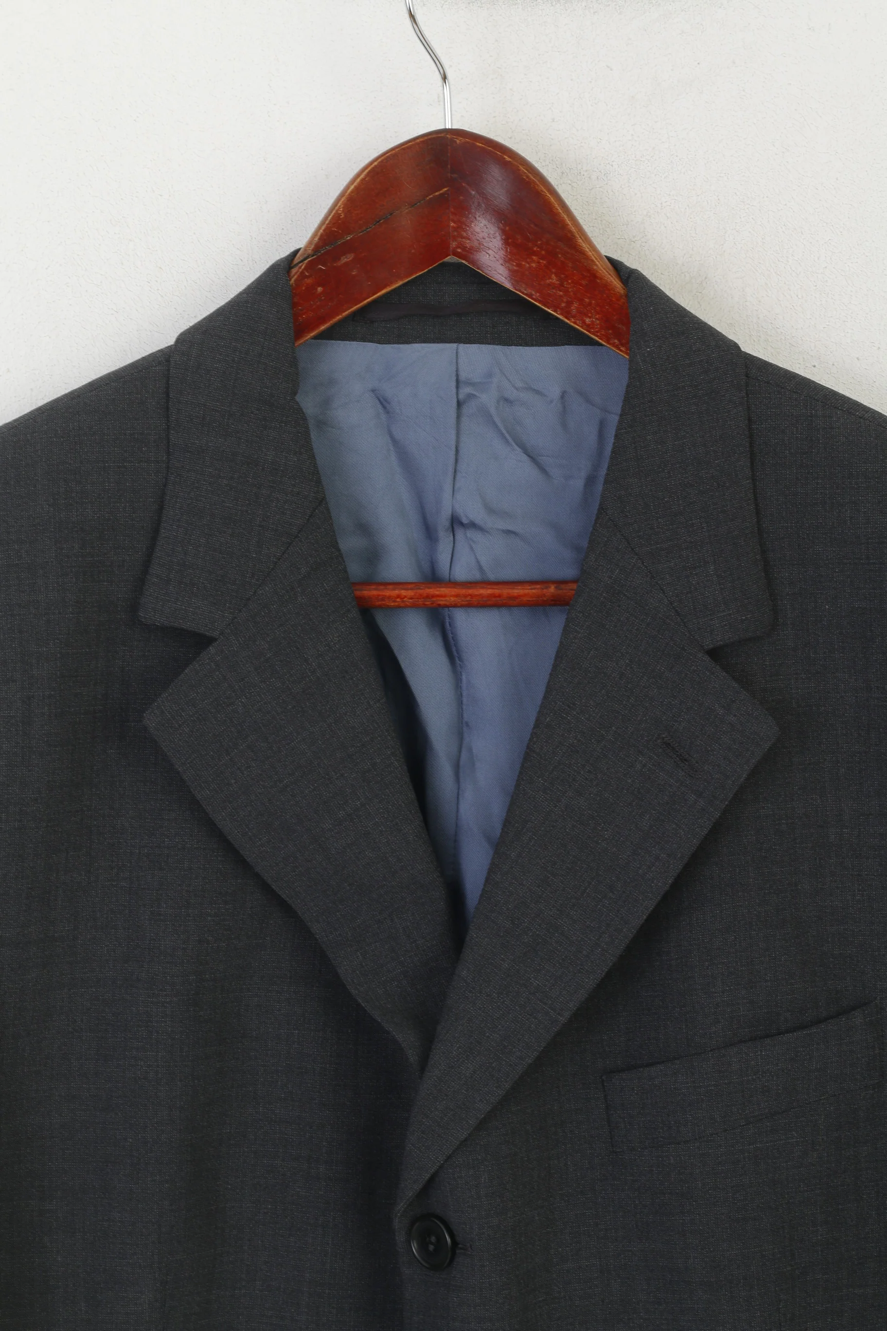 Racing Green Men 25 40 Blazer Grey Wool Single Breasted Shoulder Pads Jacket - Image 2