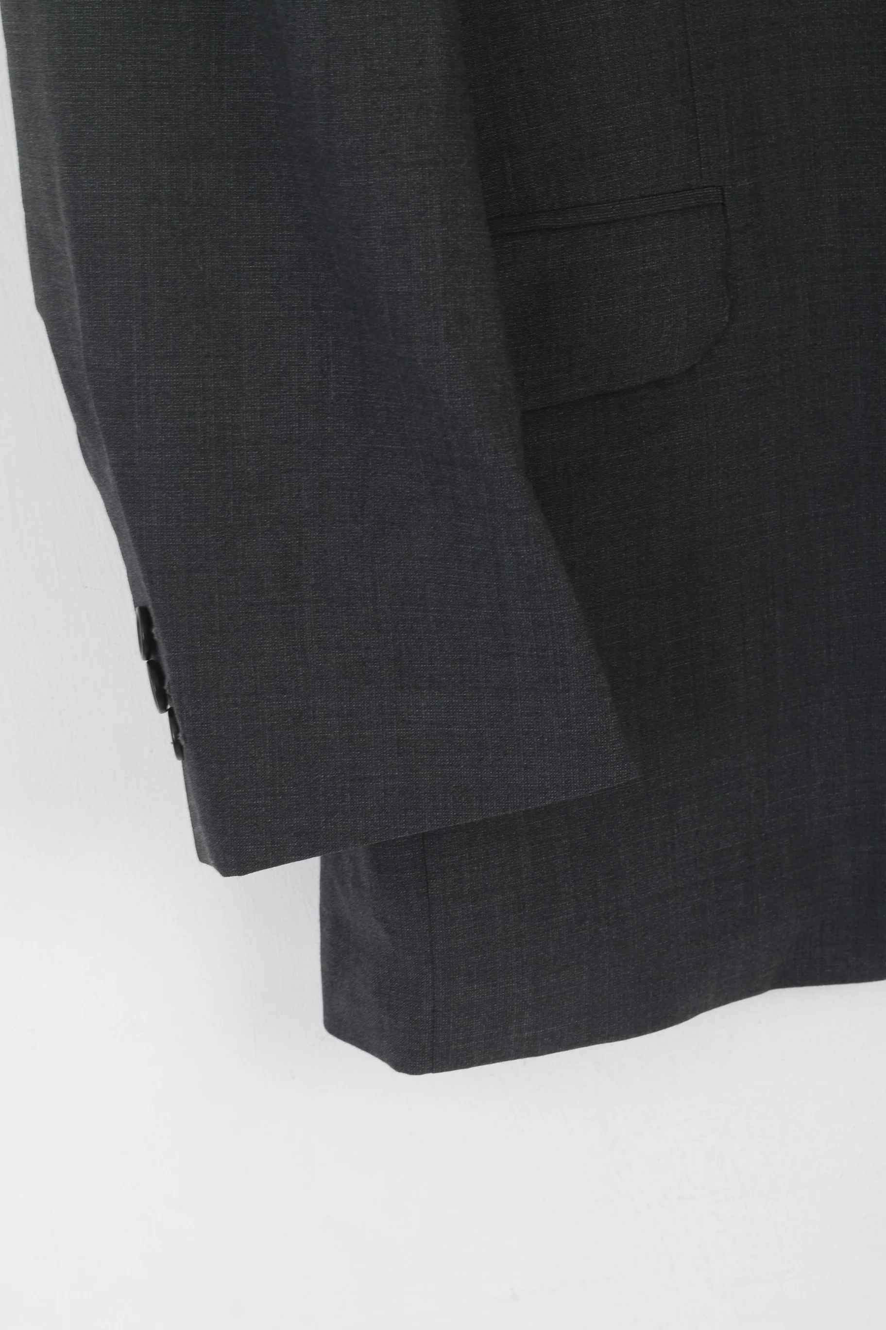 Racing Green Men 25 40 Blazer Grey Wool Single Breasted Shoulder Pads Jacket - Image 3