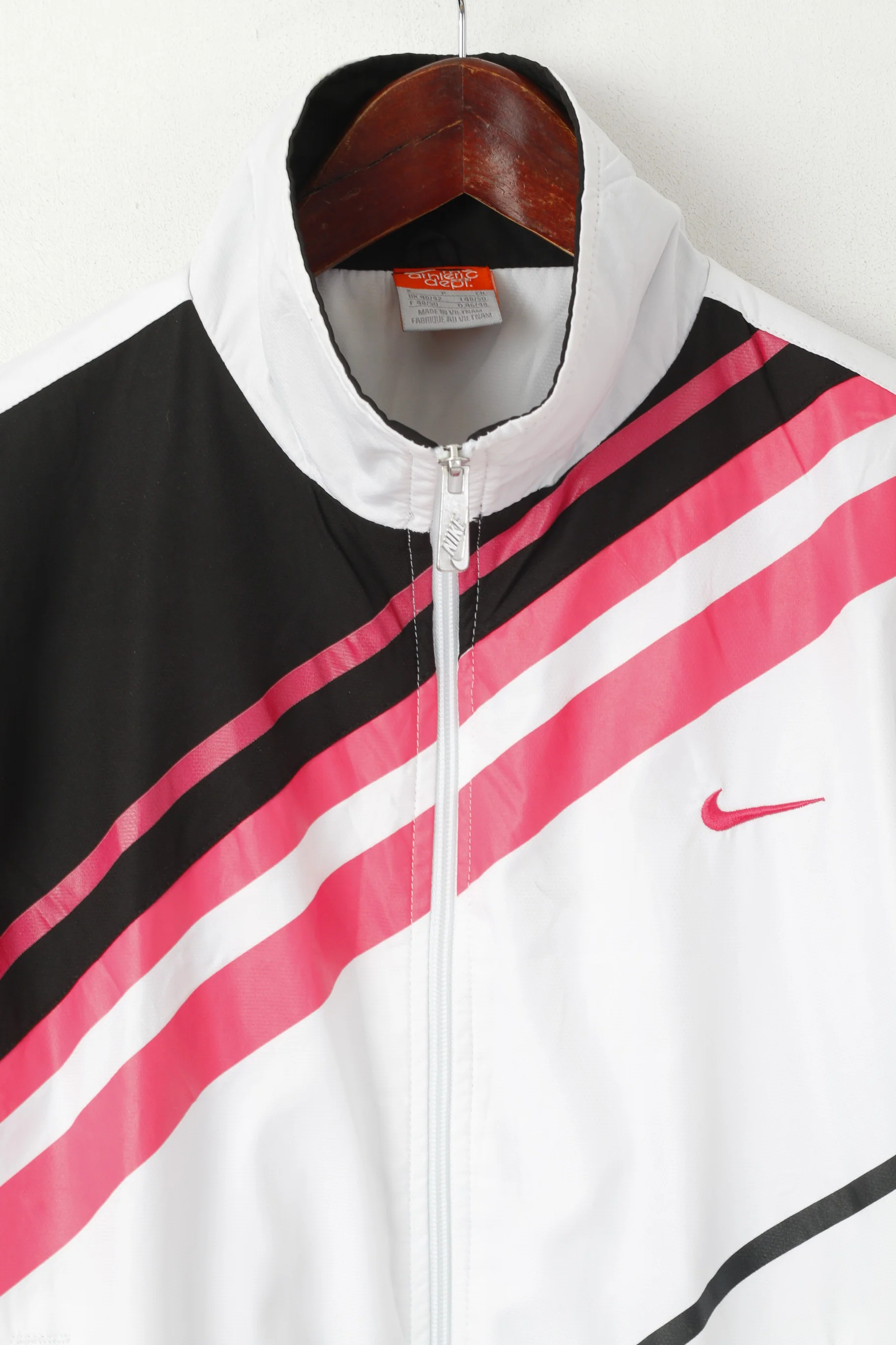 Nike Women 40/42 M Jacket White Activewear Retro Full Zipper Track Top - Image 2