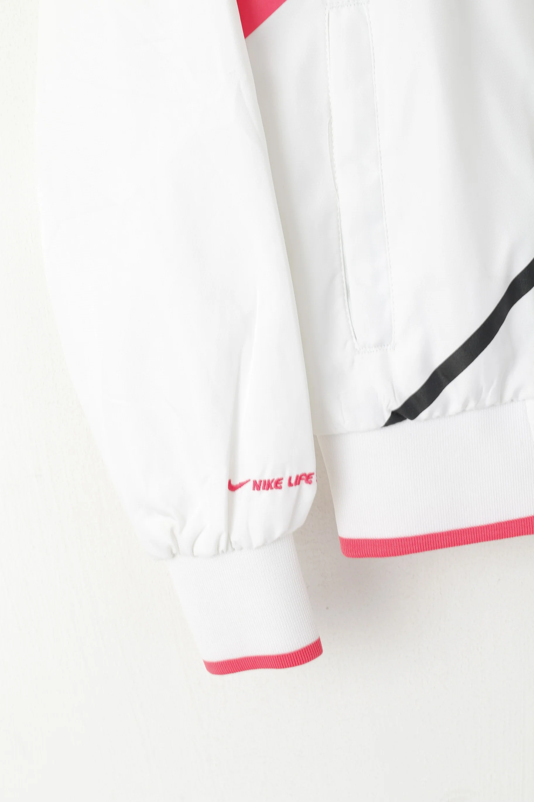 Nike Women 40/42 M Jacket White Activewear Retro Full Zipper Track Top - Image 3