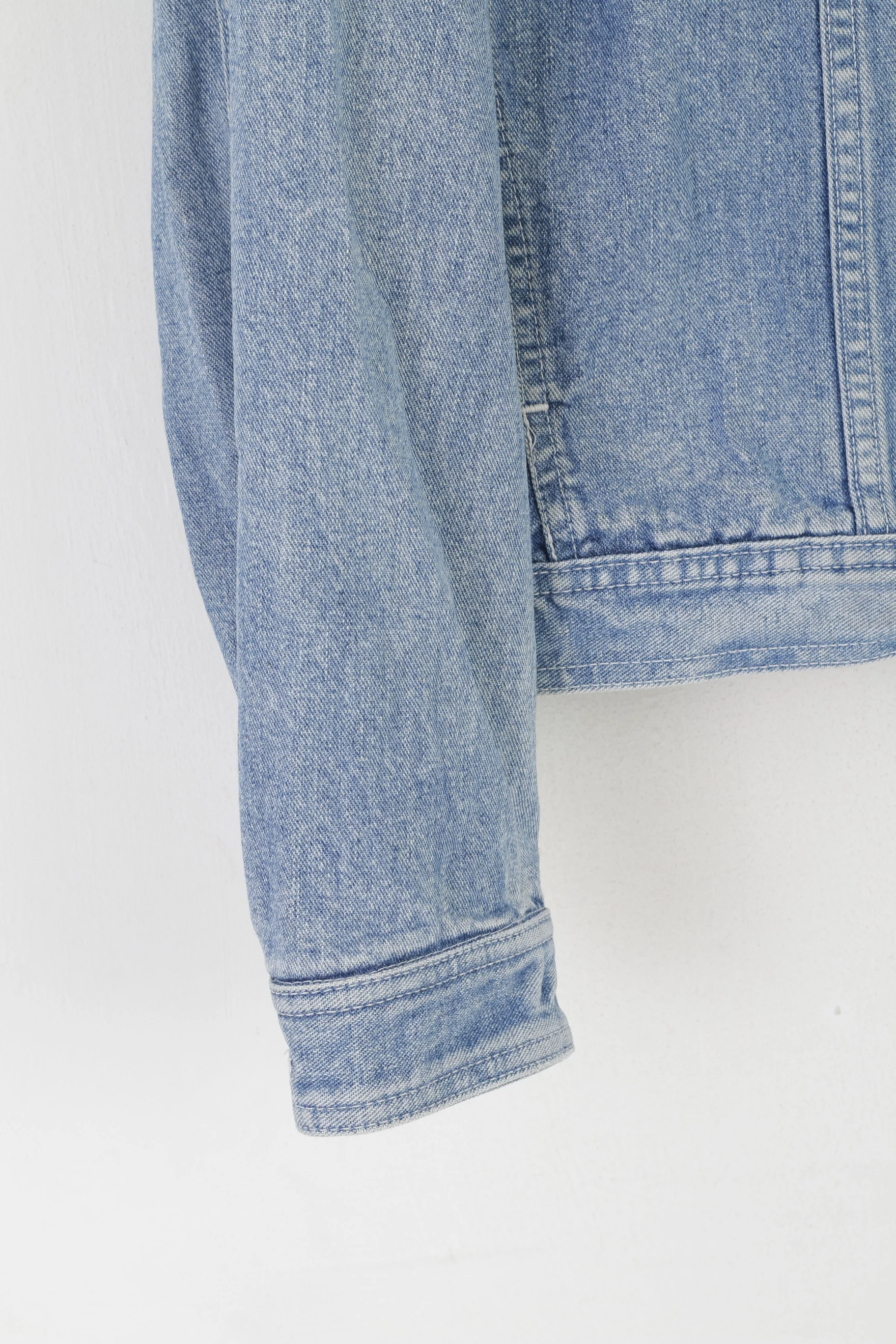Quiksilver Men L Denim Jacket Blue Cotton Vintage Aztec Jeanswear Top - Image 3