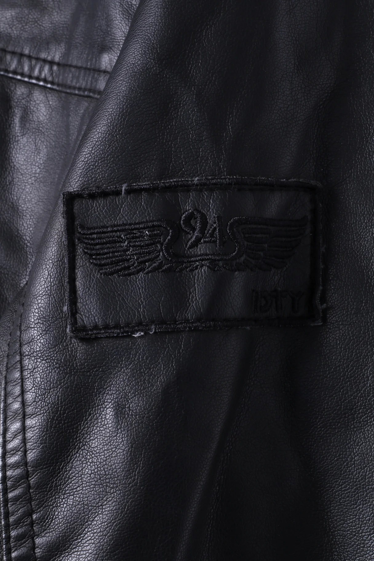 Identity Mens S Bomber Jacket Black Leather Imitation Fur Lined Biker Zip Up Top - Image 4