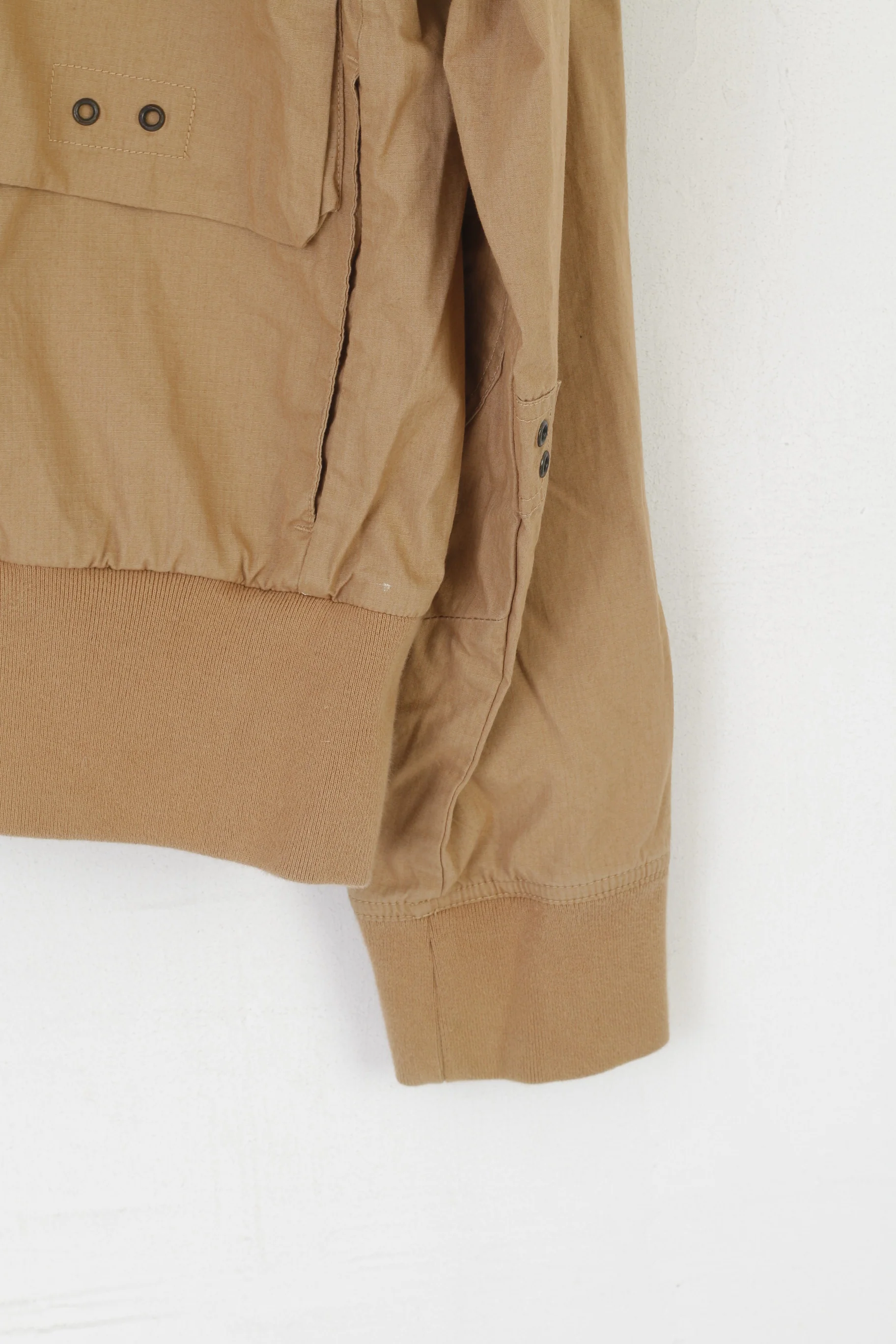 Hilfiger Denim Men L (M) Jacket Brown Cotton Funnel Neck Full Zipper Lightweight Top - Image 3
