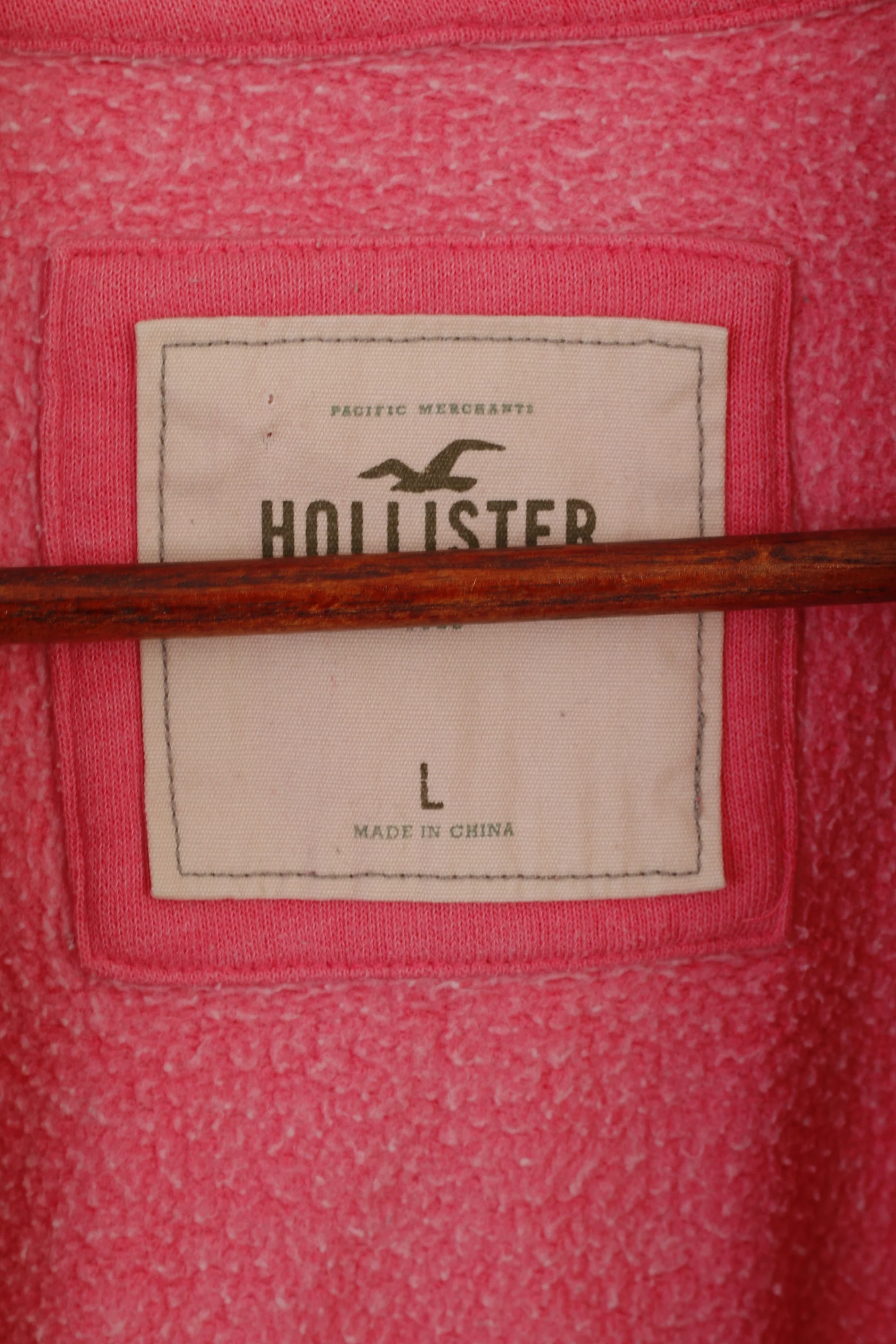 Hollister California Women L (M) Sweatshirt Pink Cotton Zip Up Hooded Top - Image 4