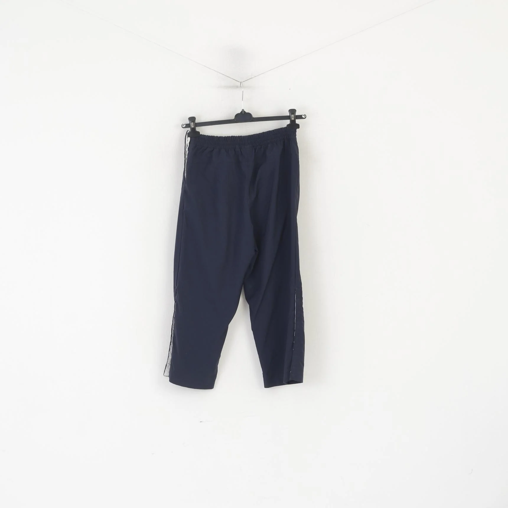 Adidas Women S Capri Pants Navy Vintage Nylon Sportswear Fitness Trousers - Image 5