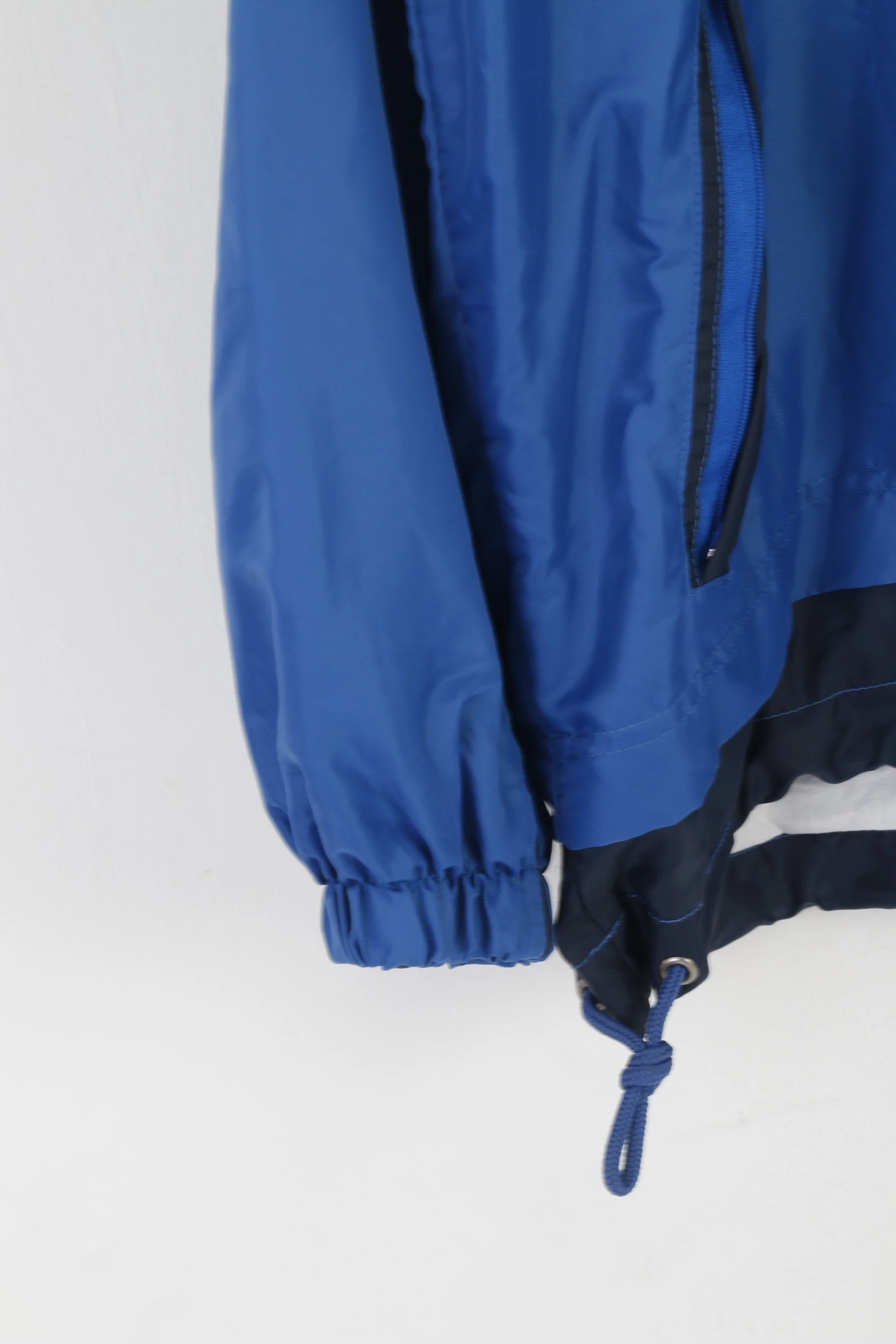 Marcel Clair Men L Pullover Jacket Blue Red Nylon CUP '66 Vintage Hidden Hood Top - Image 3