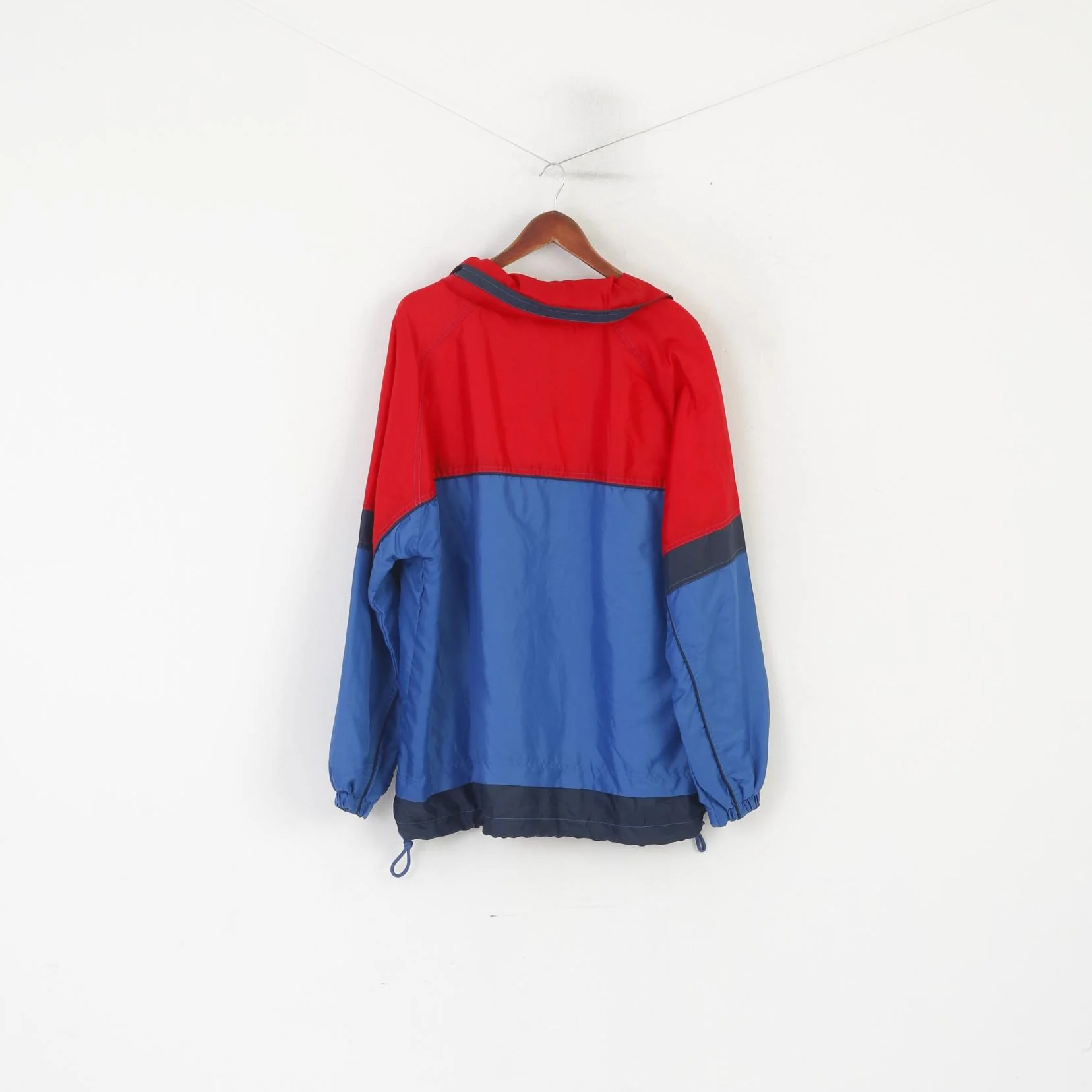 Marcel Clair Men L Pullover Jacket Blue Red Nylon CUP '66 Vintage Hidden Hood Top - Image 8