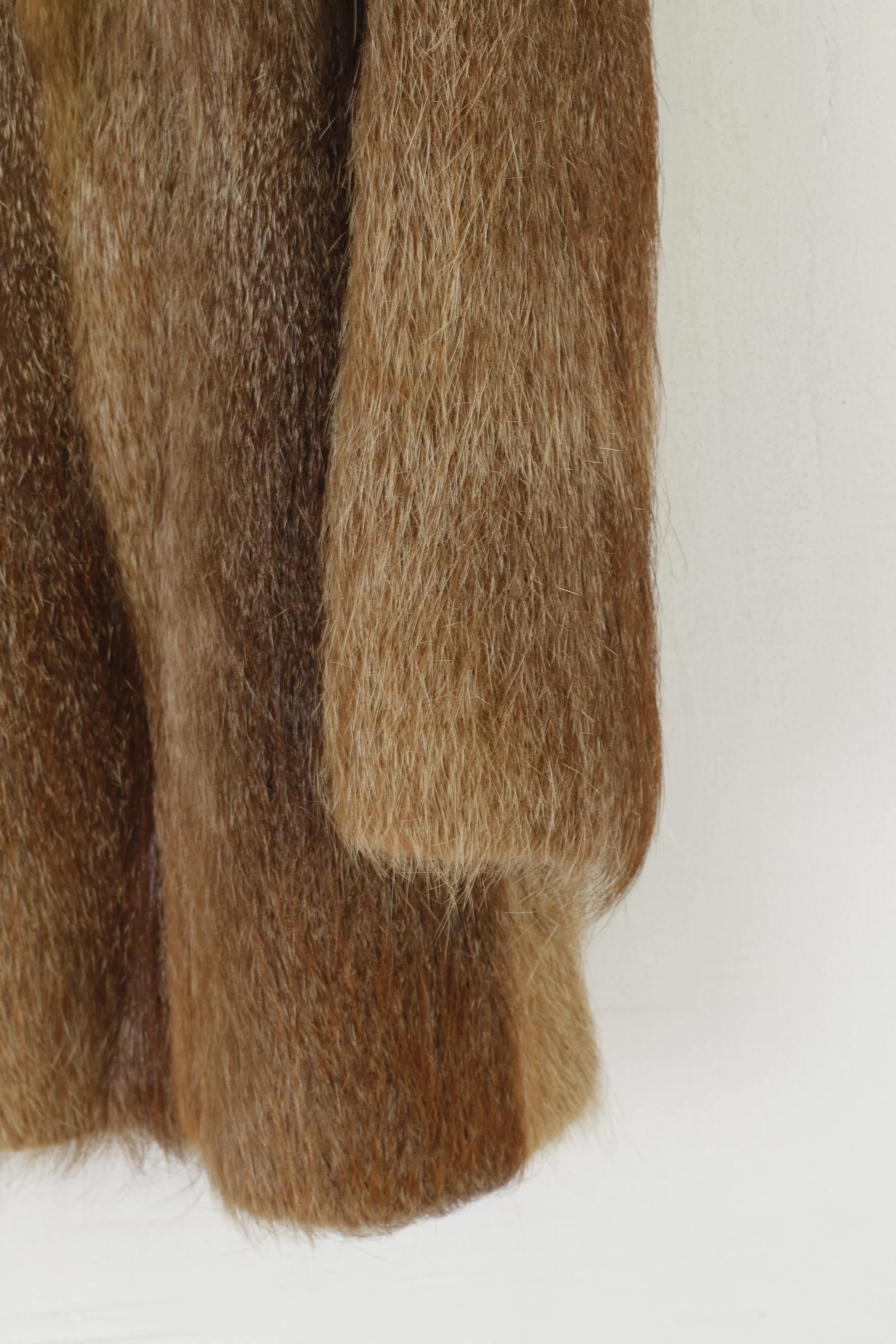 Vintage Women M Jacket Brown Real Fur Boho Single Breasted Coat - Image 3